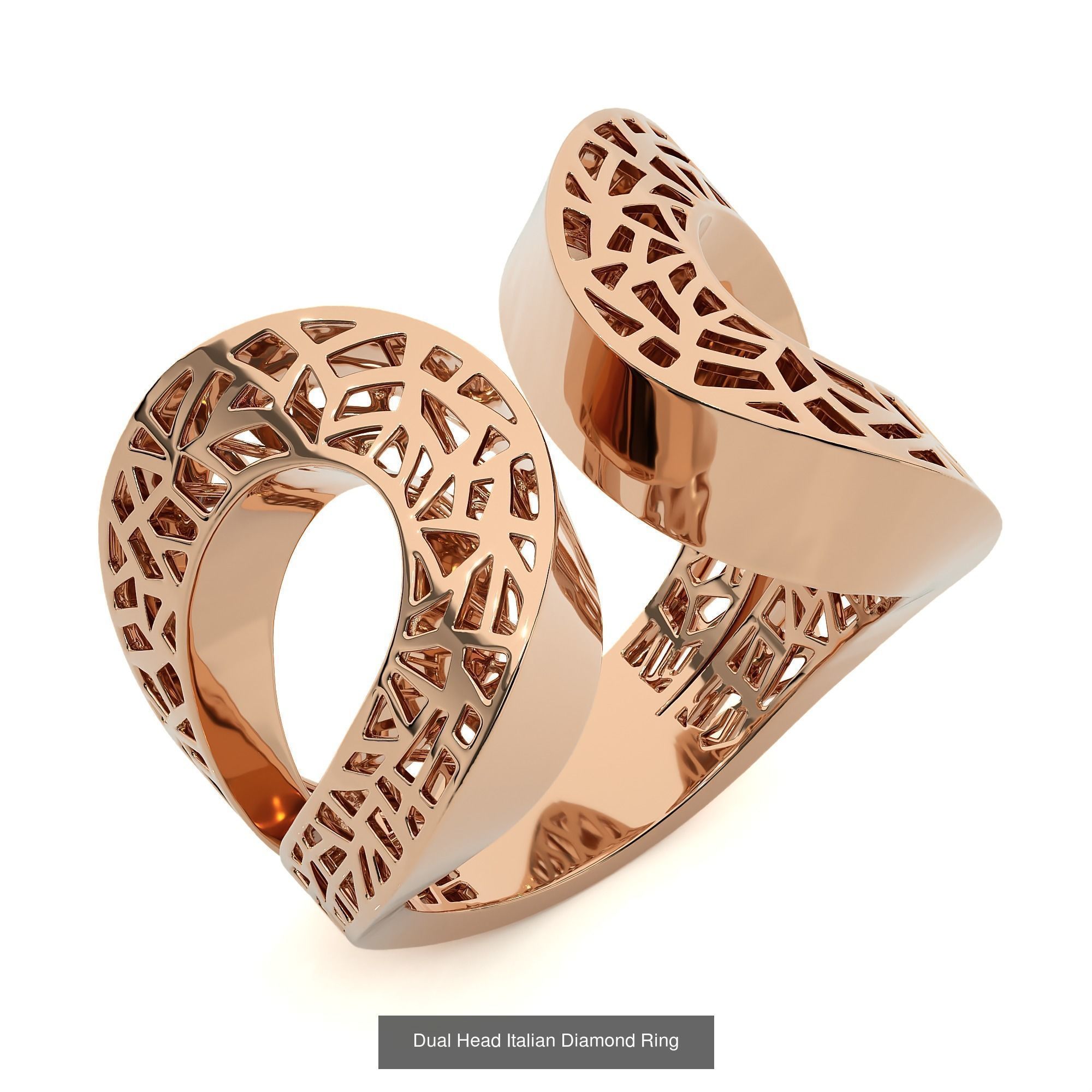 124 Dual Head Italian Diamond Cocktail Ring 3D Model Collection_96