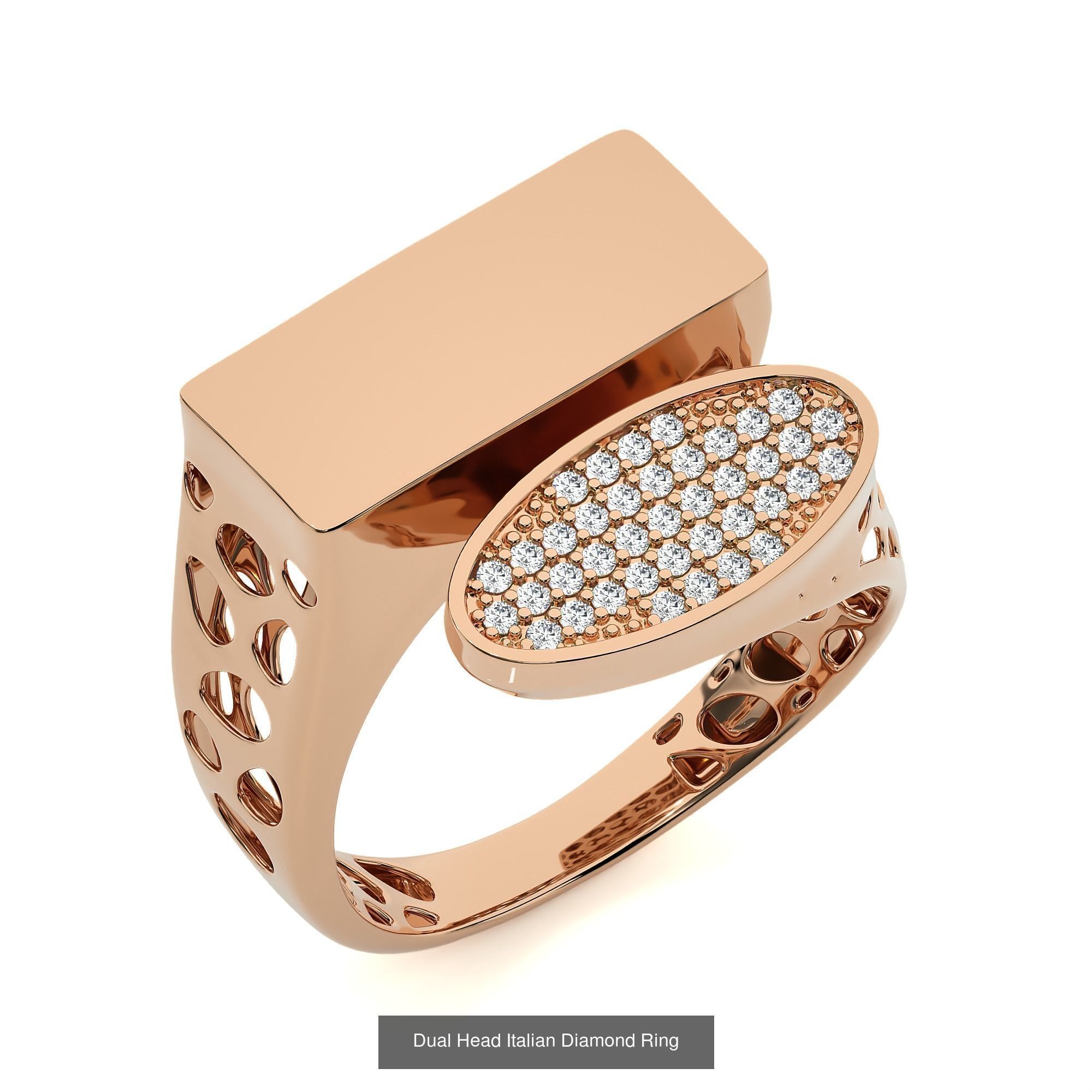 124 Dual Head Italian Diamond Cocktail Ring 3D Model Collection_13