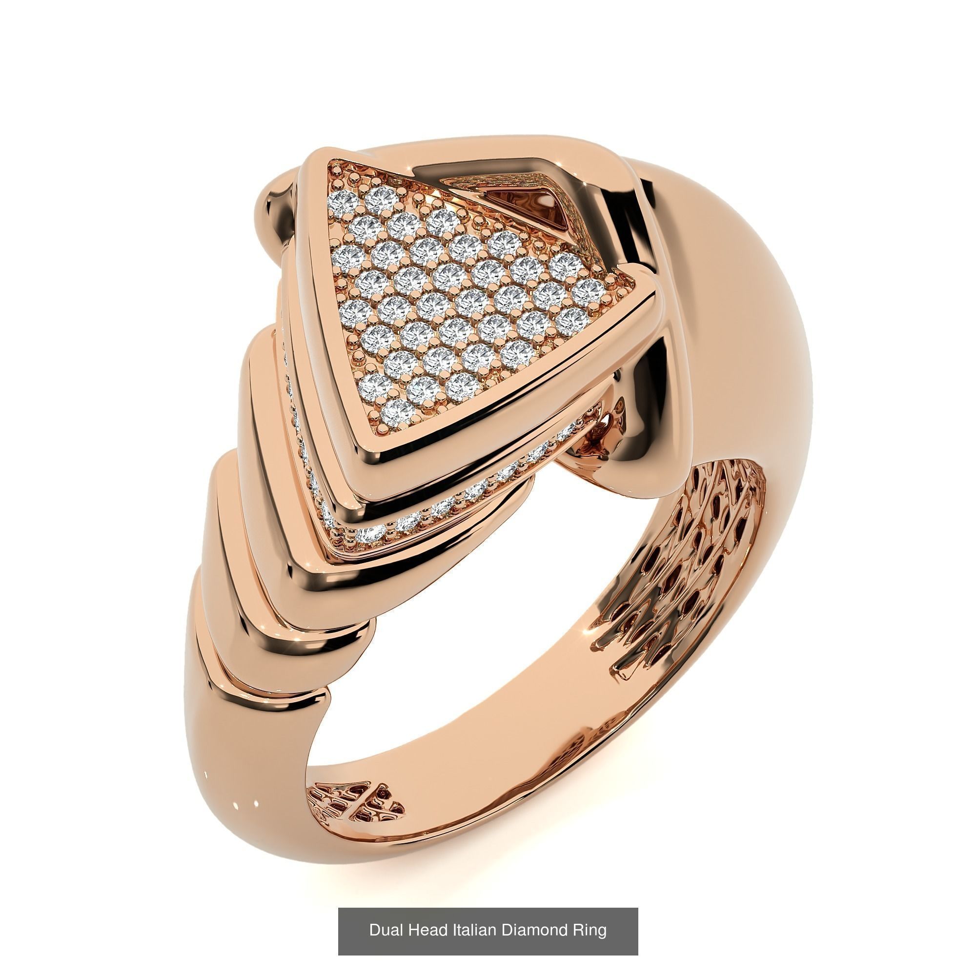 124 Dual Head Italian Diamond Cocktail Ring 3D Model Collection_98