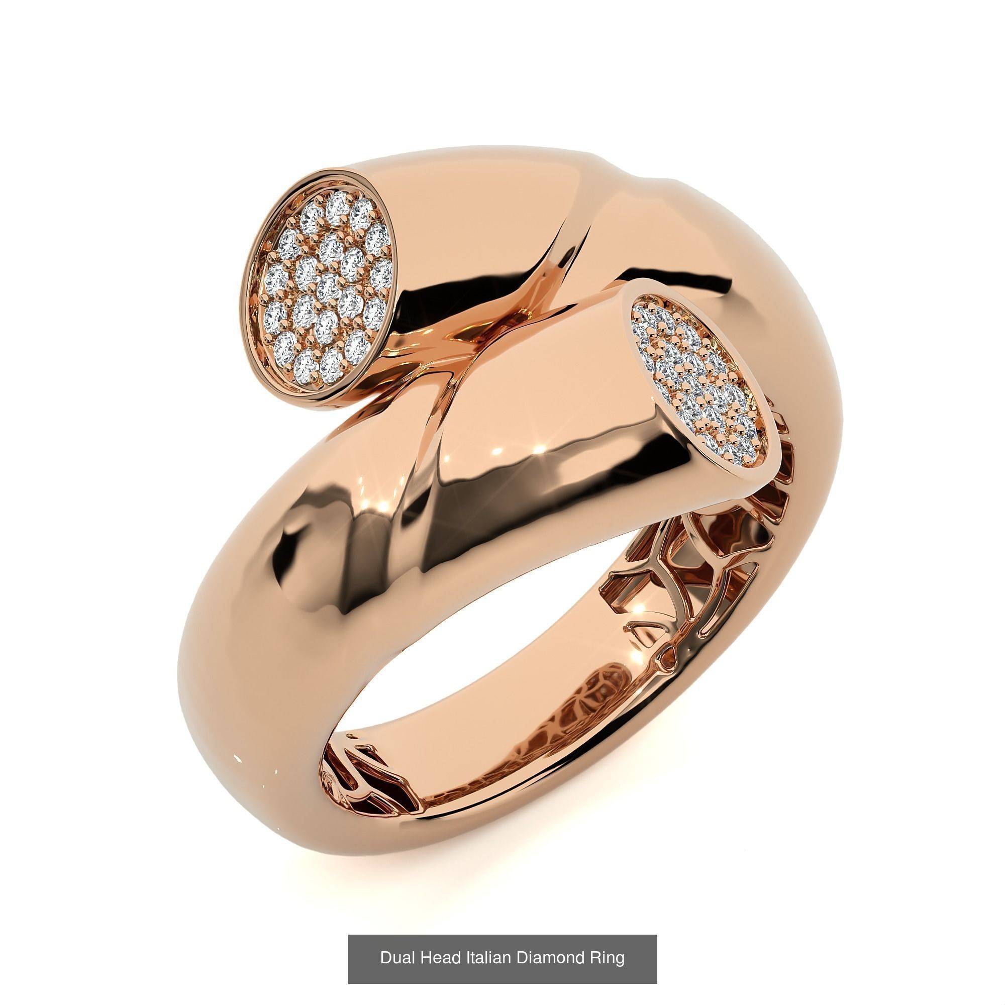 124 Dual Head Italian Diamond Cocktail Ring 3D Model Collection_90