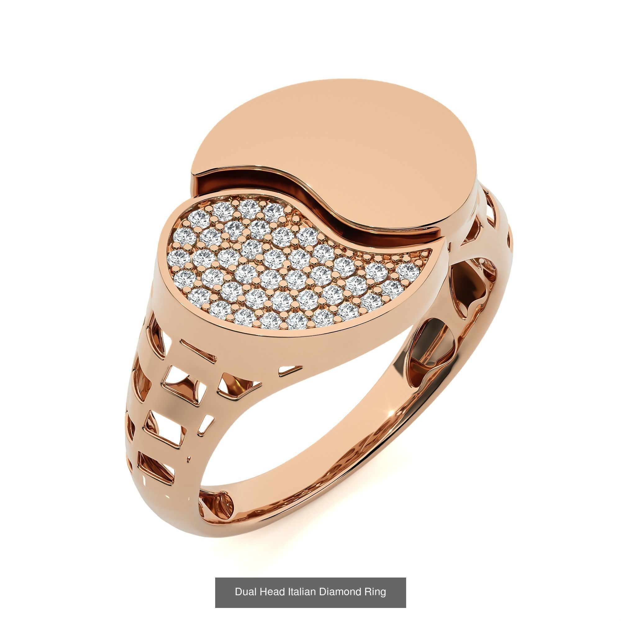 124 Dual Head Italian Diamond Cocktail Ring 3D Model Collection_29