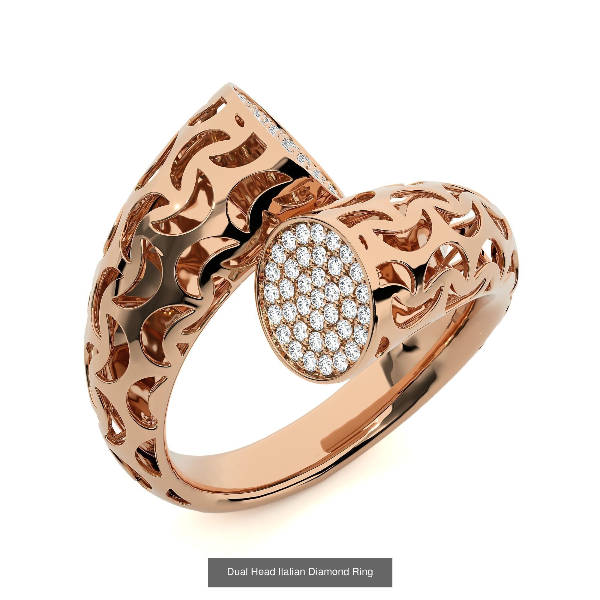 124 Dual Head Italian Diamond Cocktail Ring 3D Model Collection_72