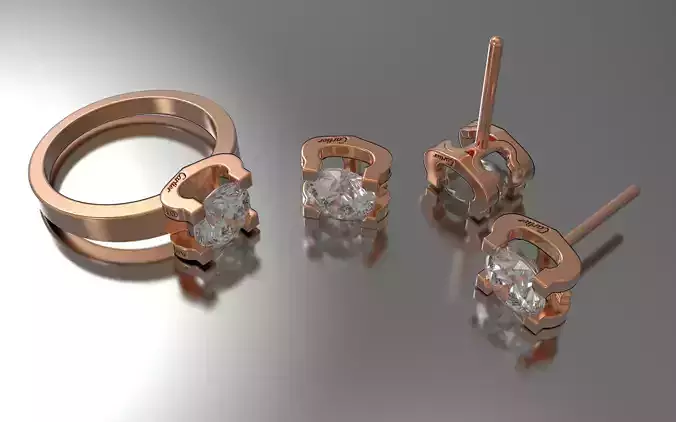 Set Cartier Ring Earrings and Necklaces 