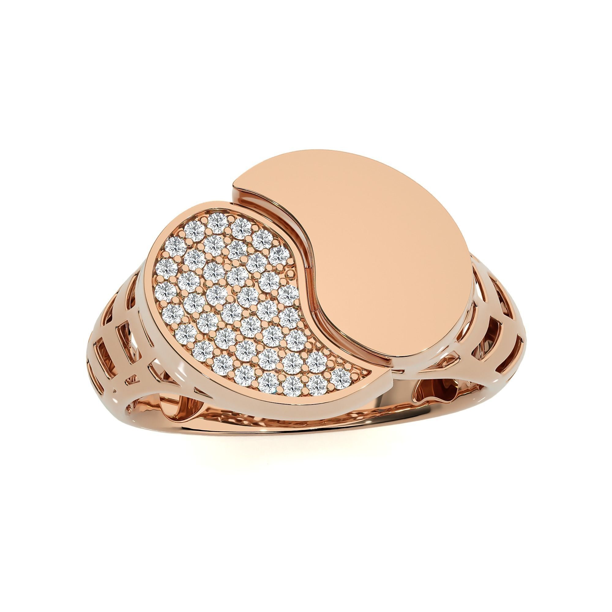 124 Dual Head Italian Diamond Cocktail Ring 3D print model_94