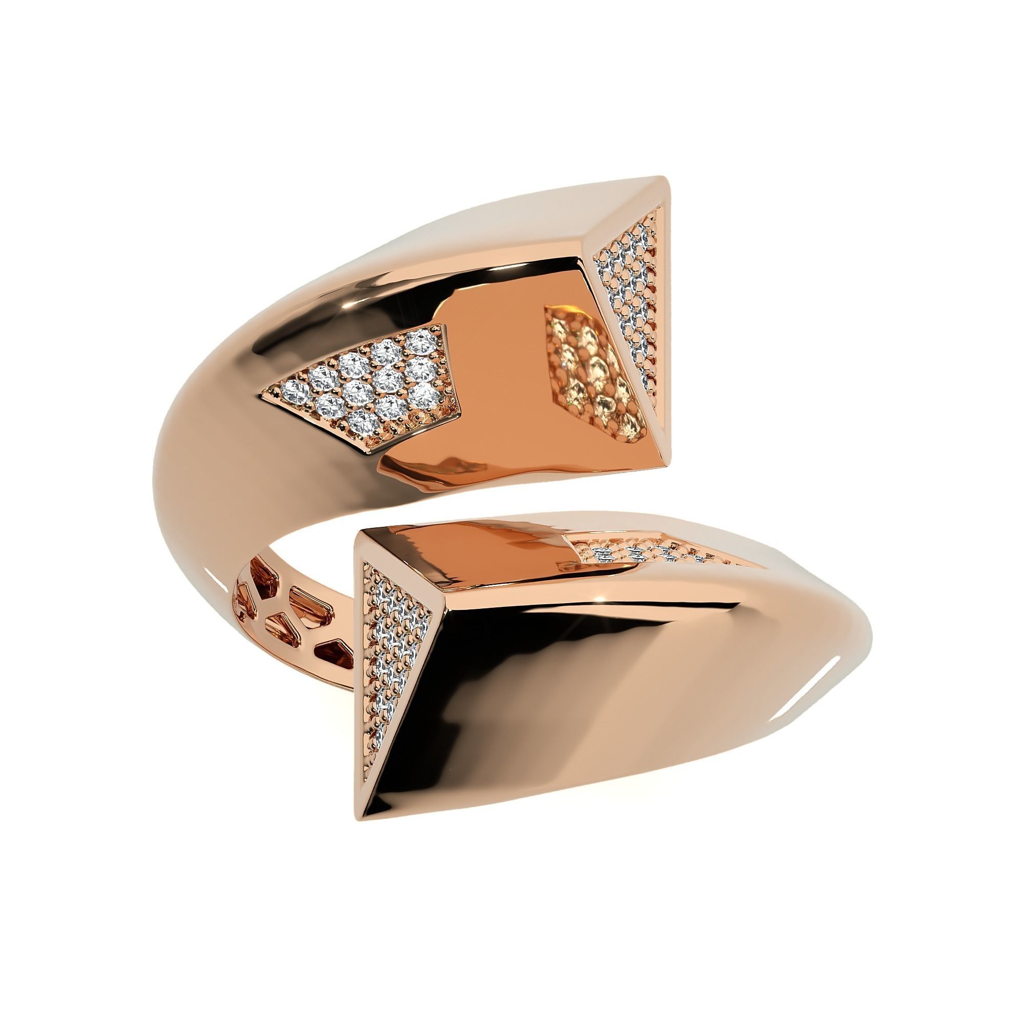 124 Dual Head Italian Diamond Cocktail Ring 3D print model_26