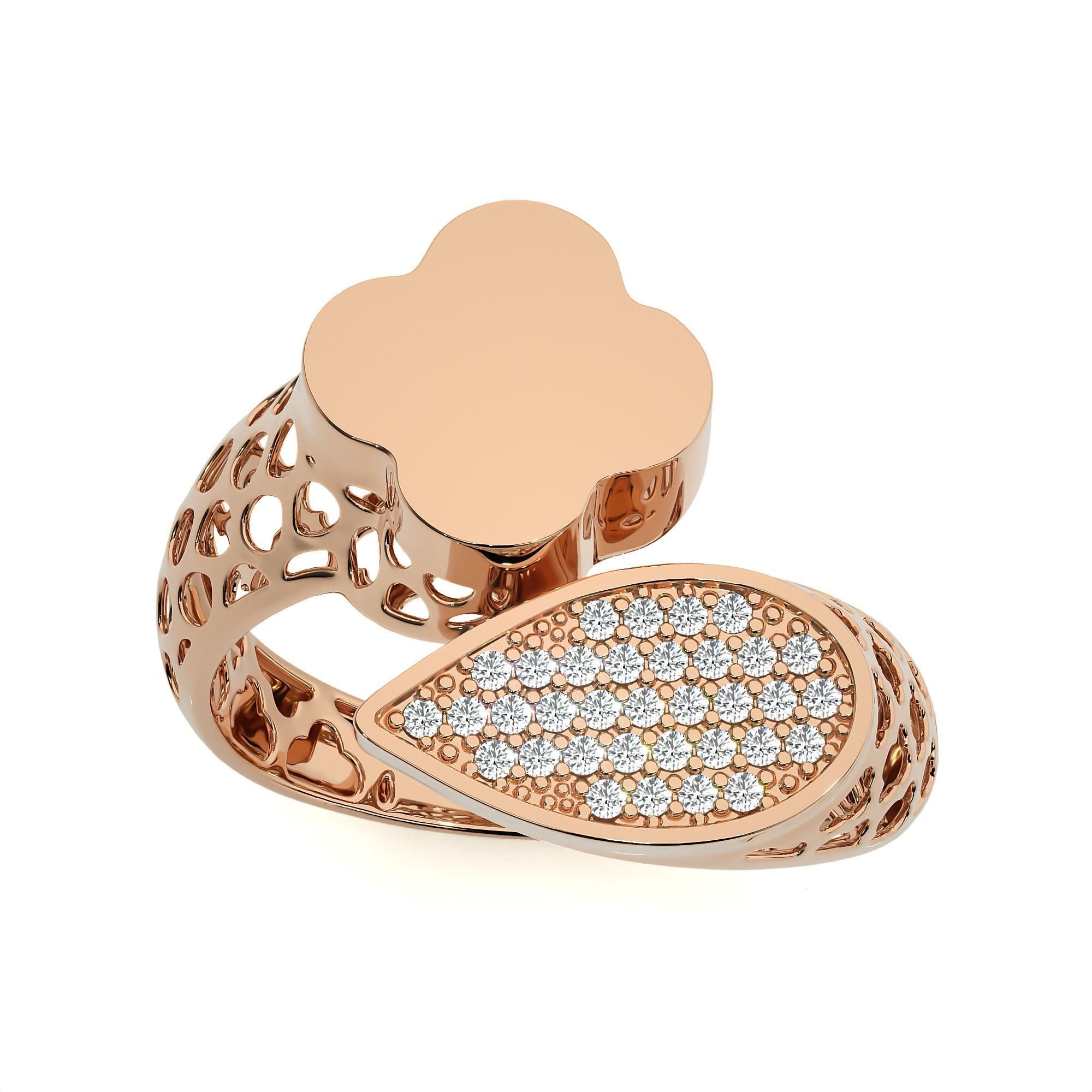 124 Dual Head Italian Diamond Cocktail Ring 3D print model_67