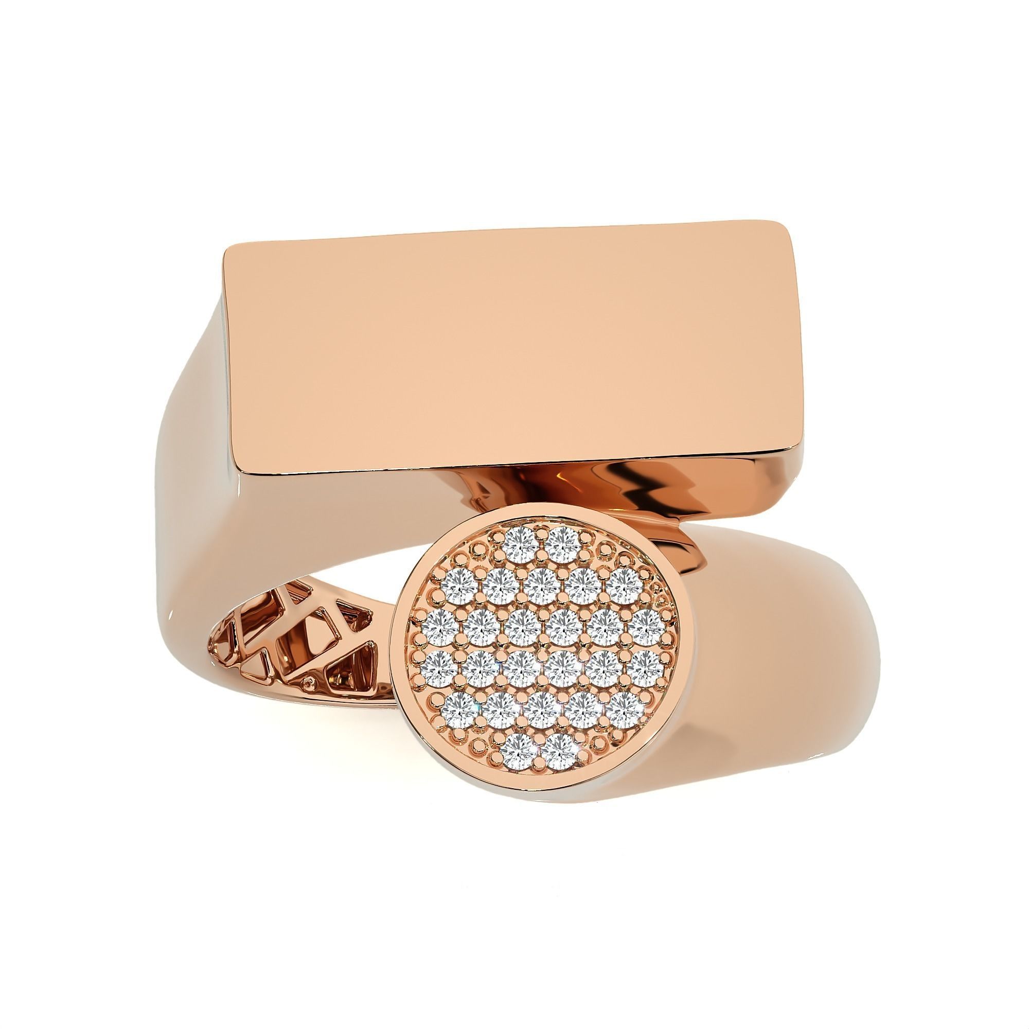 124 Dual Head Italian Diamond Cocktail Ring 3D print model_66