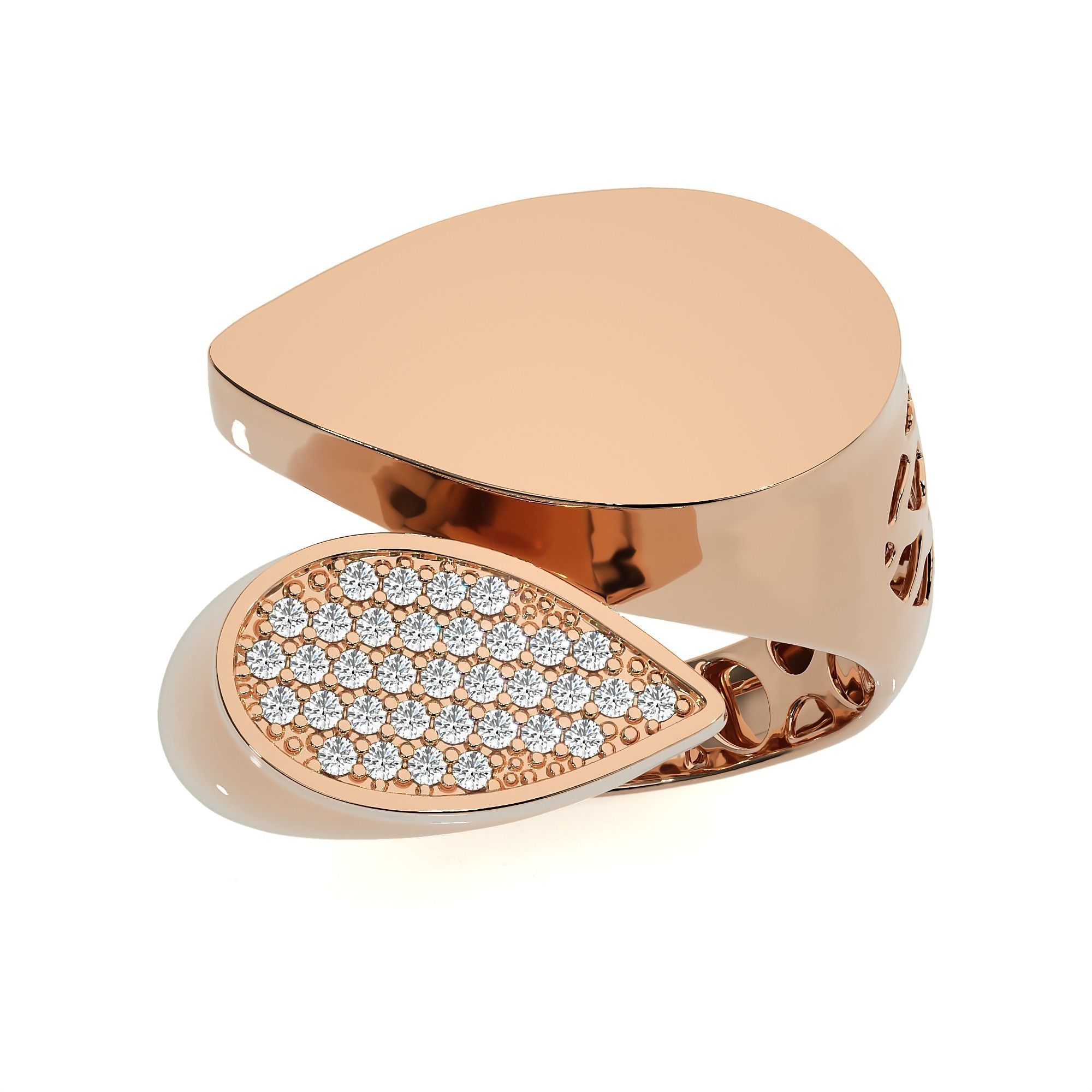 124 Dual Head Italian Diamond Cocktail Ring 3D print model_15