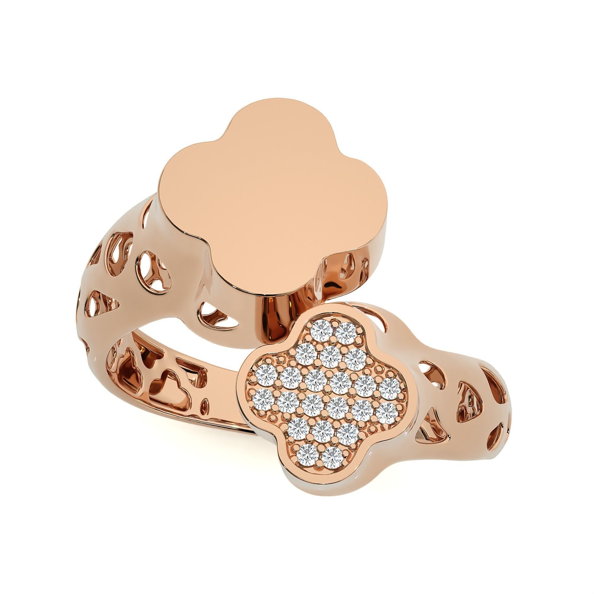 124 Dual Head Italian Diamond Cocktail Ring 3D print model_98