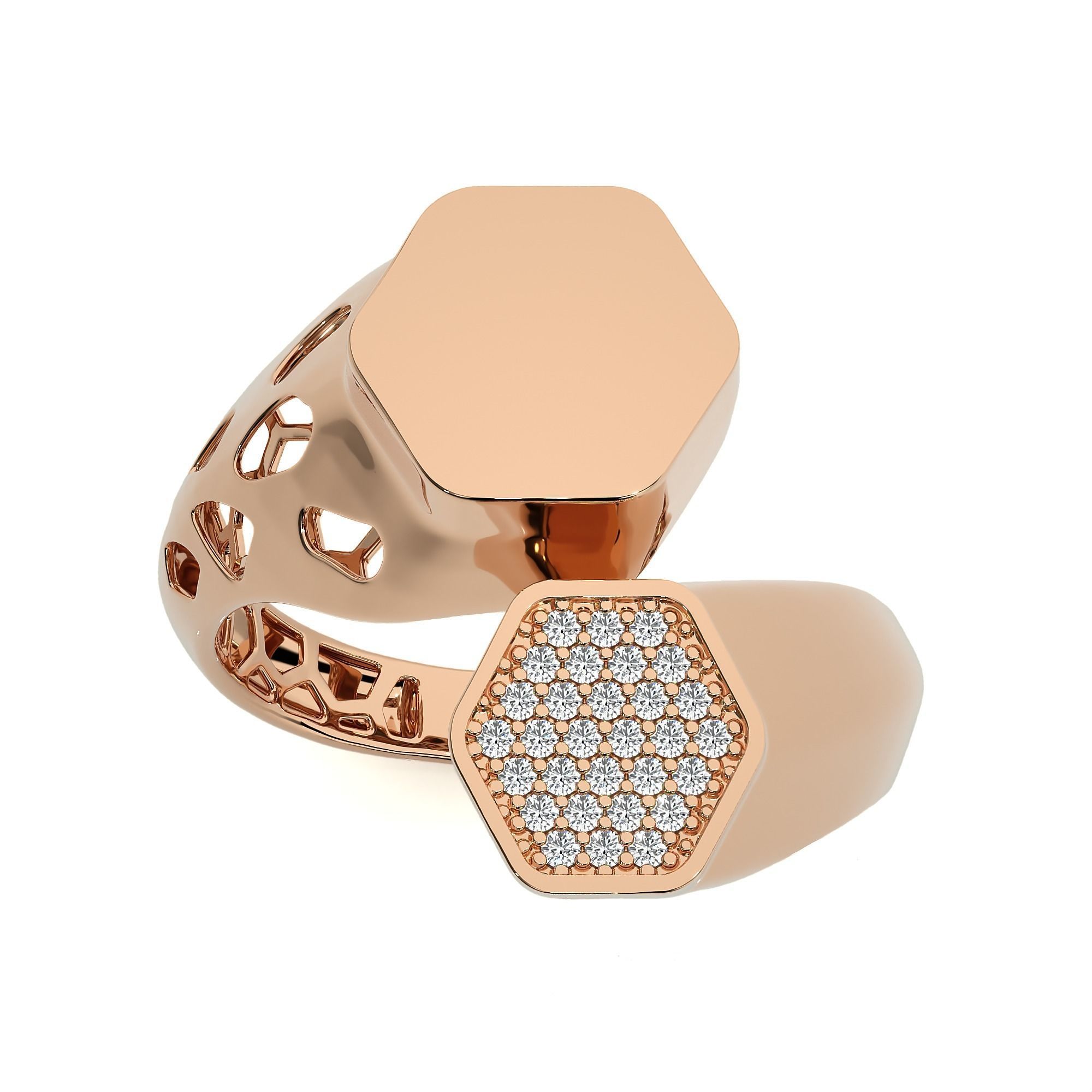 124 Dual Head Italian Diamond Cocktail Ring 3D print model_6