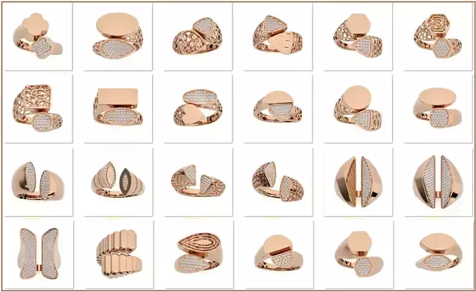 124 Dual Head Italian Diamond Cocktail Ring 3D print model 124 Dual Head Italian Diamond Cocktail Ring 3D print model