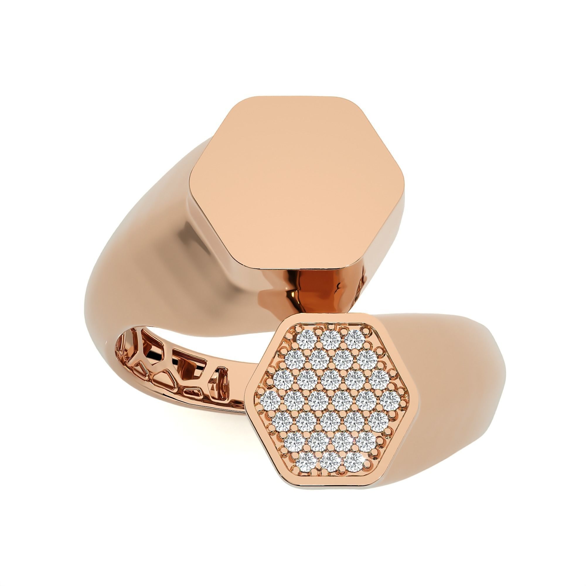 124 Dual Head Italian Diamond Cocktail Ring 3D print model_58