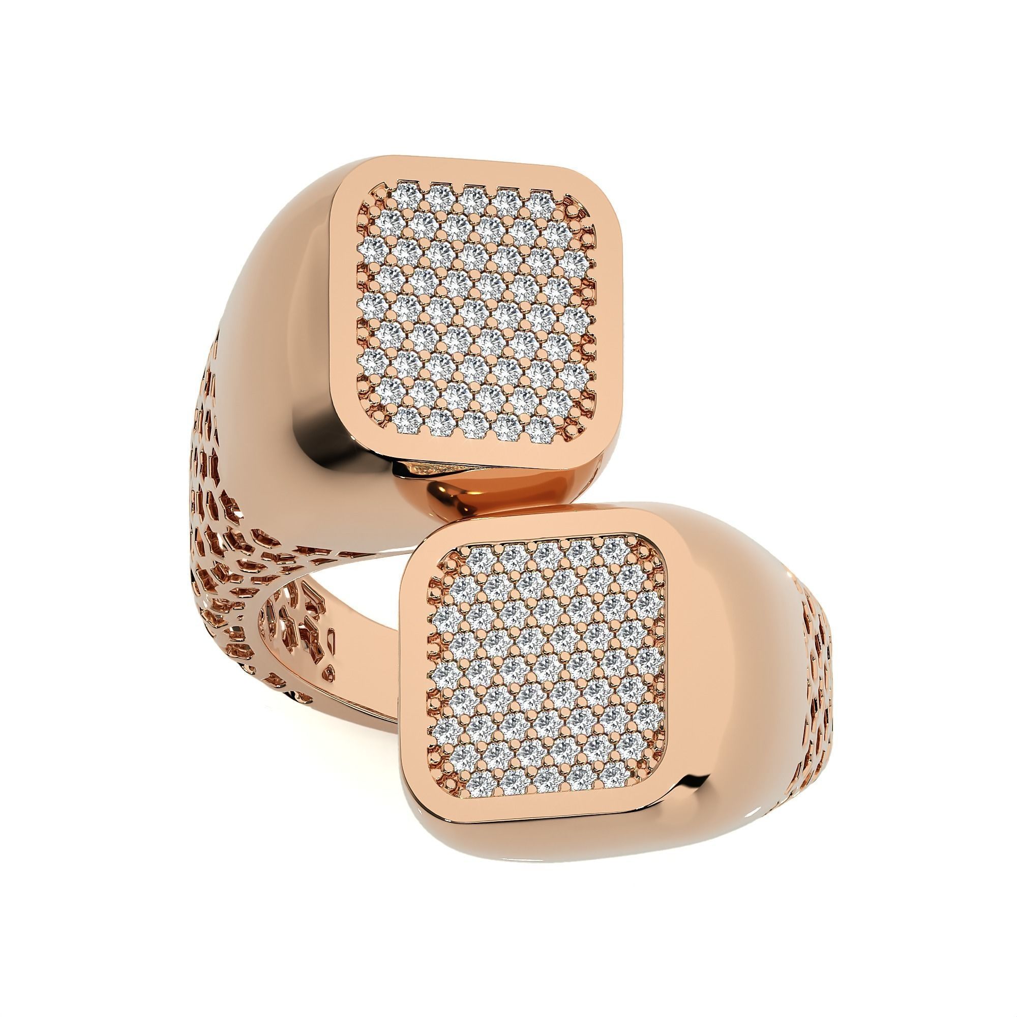 124 Dual Head Italian Diamond Cocktail Ring 3D print model_53