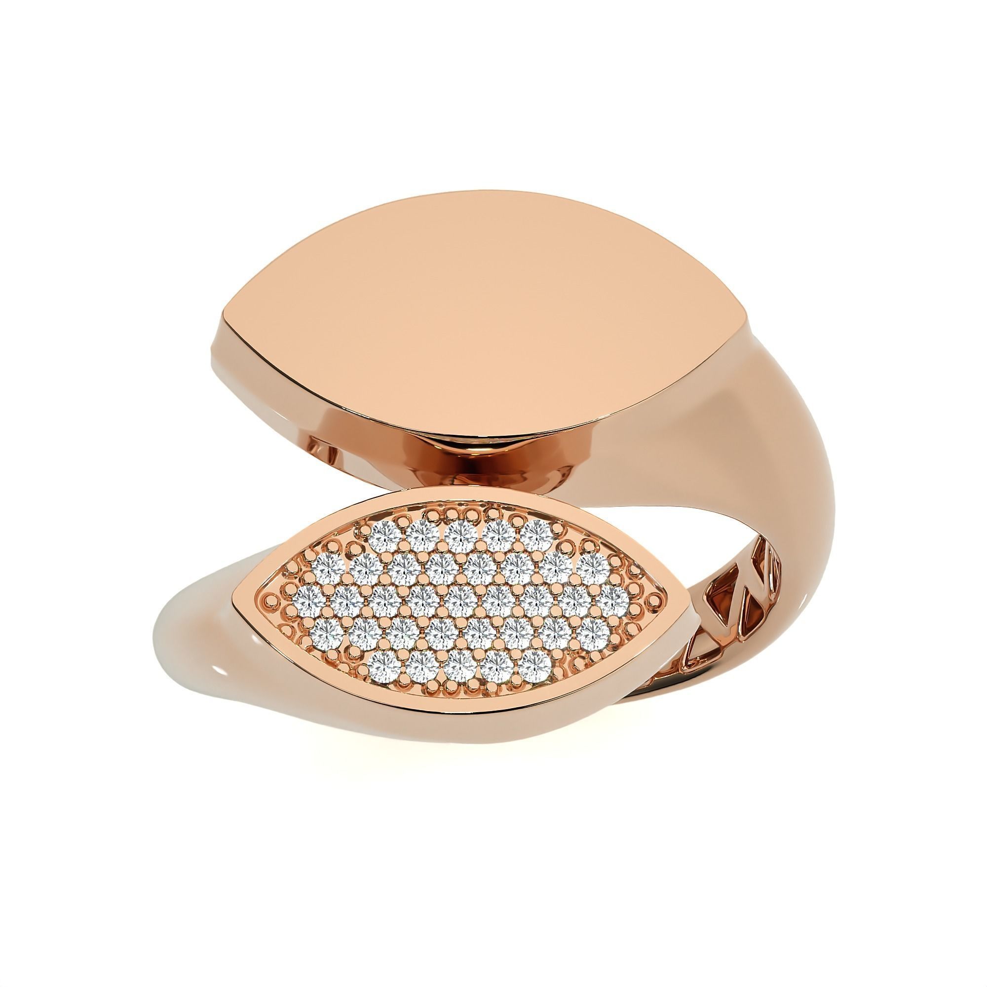 124 Dual Head Italian Diamond Cocktail Ring 3D print model_31