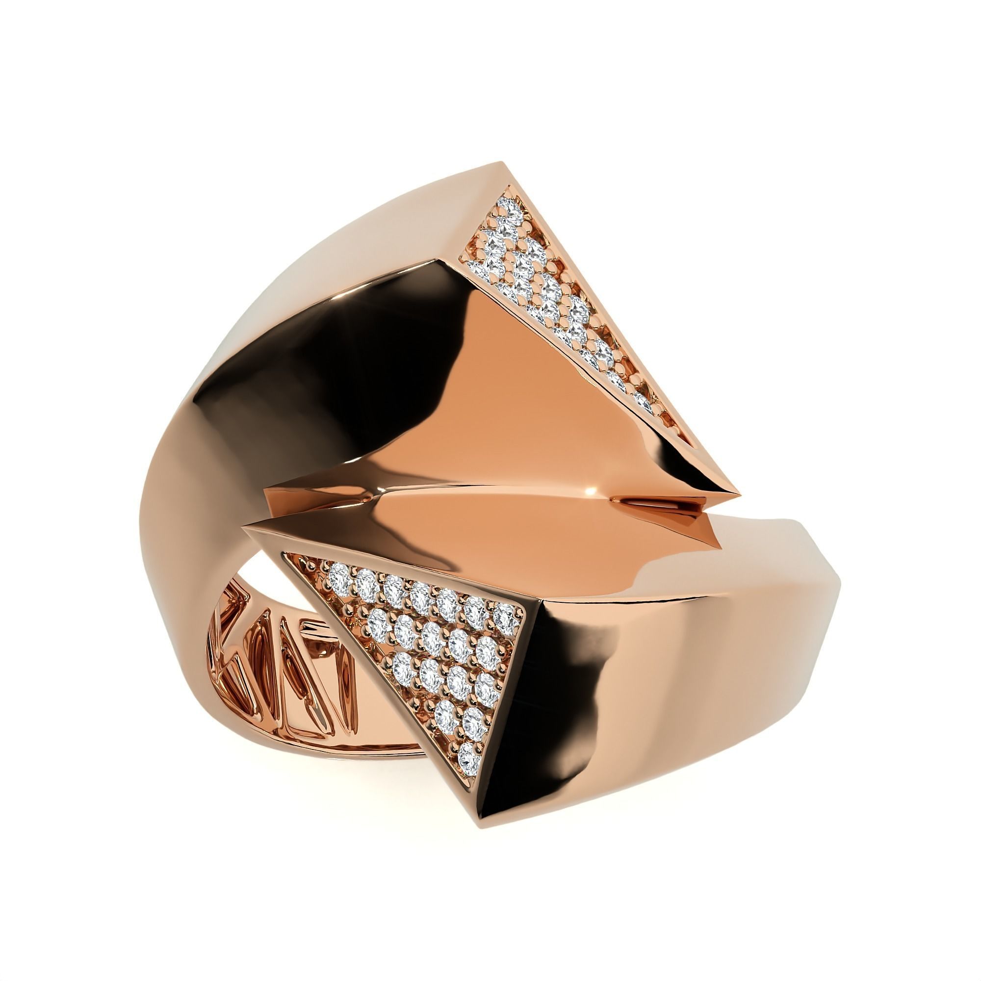 124 Dual Head Italian Diamond Cocktail Ring 3D print model_21