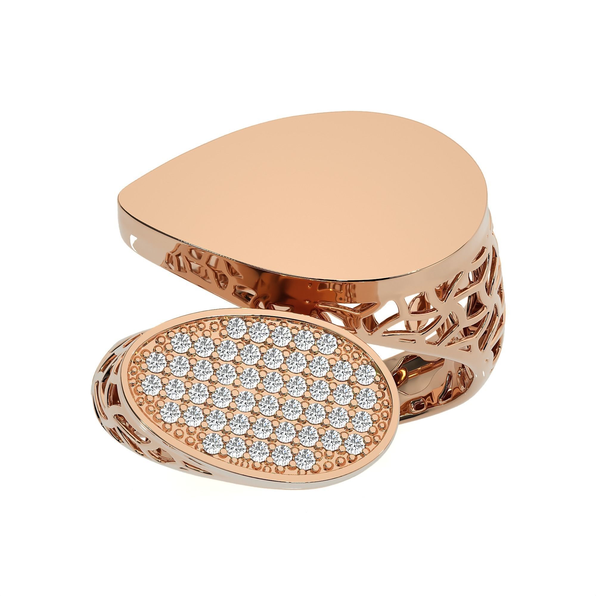 124 Dual Head Italian Diamond Cocktail Ring 3D print model_92