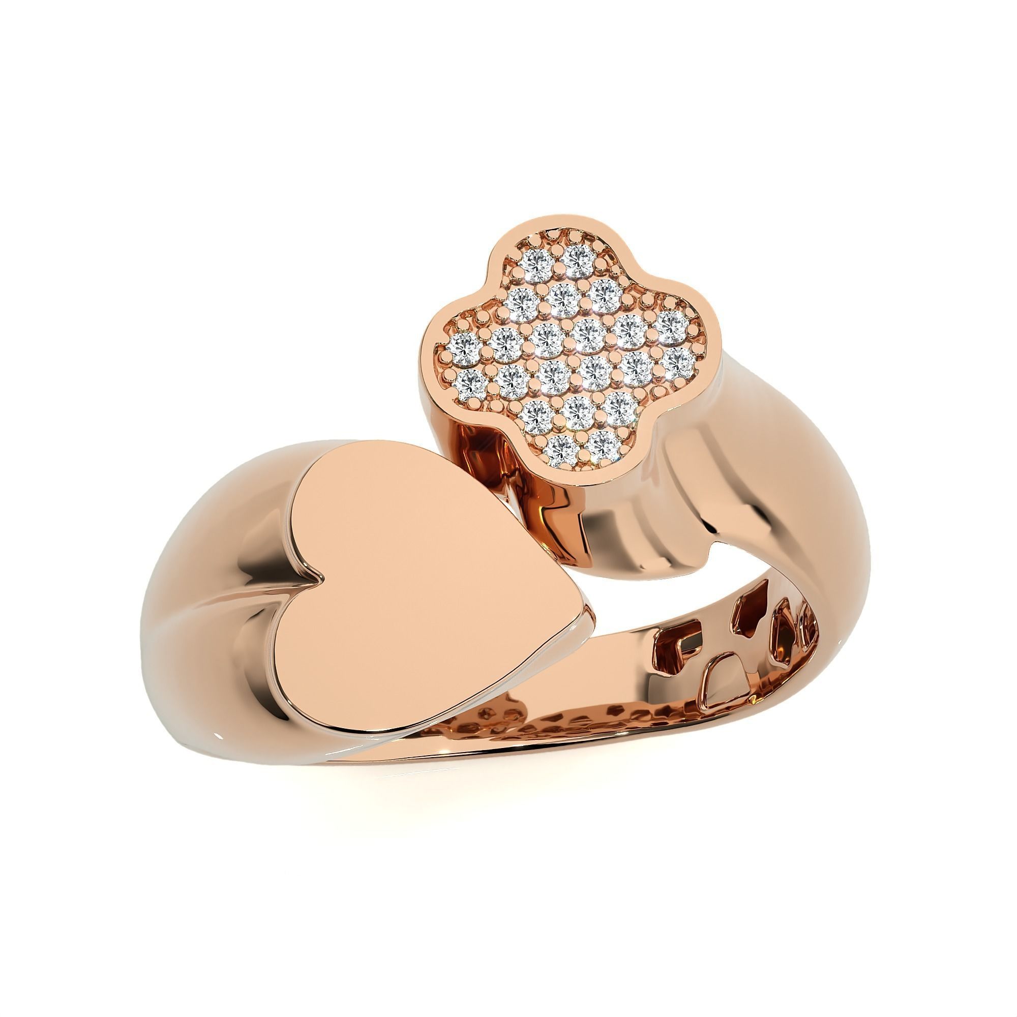 124 Dual Head Italian Diamond Cocktail Ring 3D print model_27