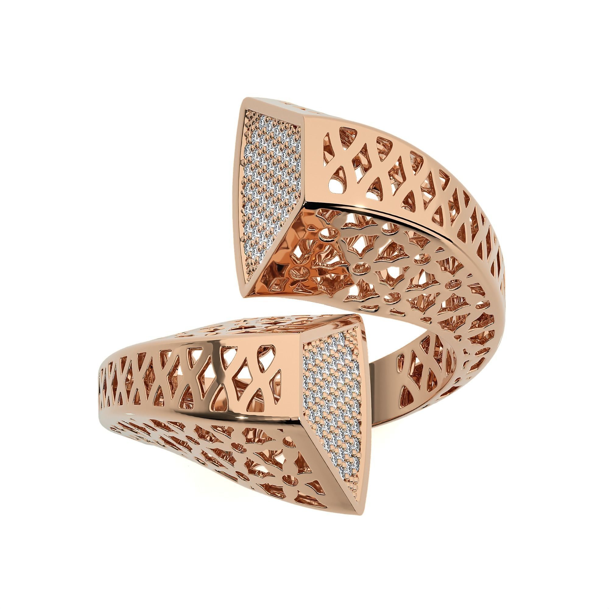 124 Dual Head Italian Diamond Cocktail Ring 3D print model_39