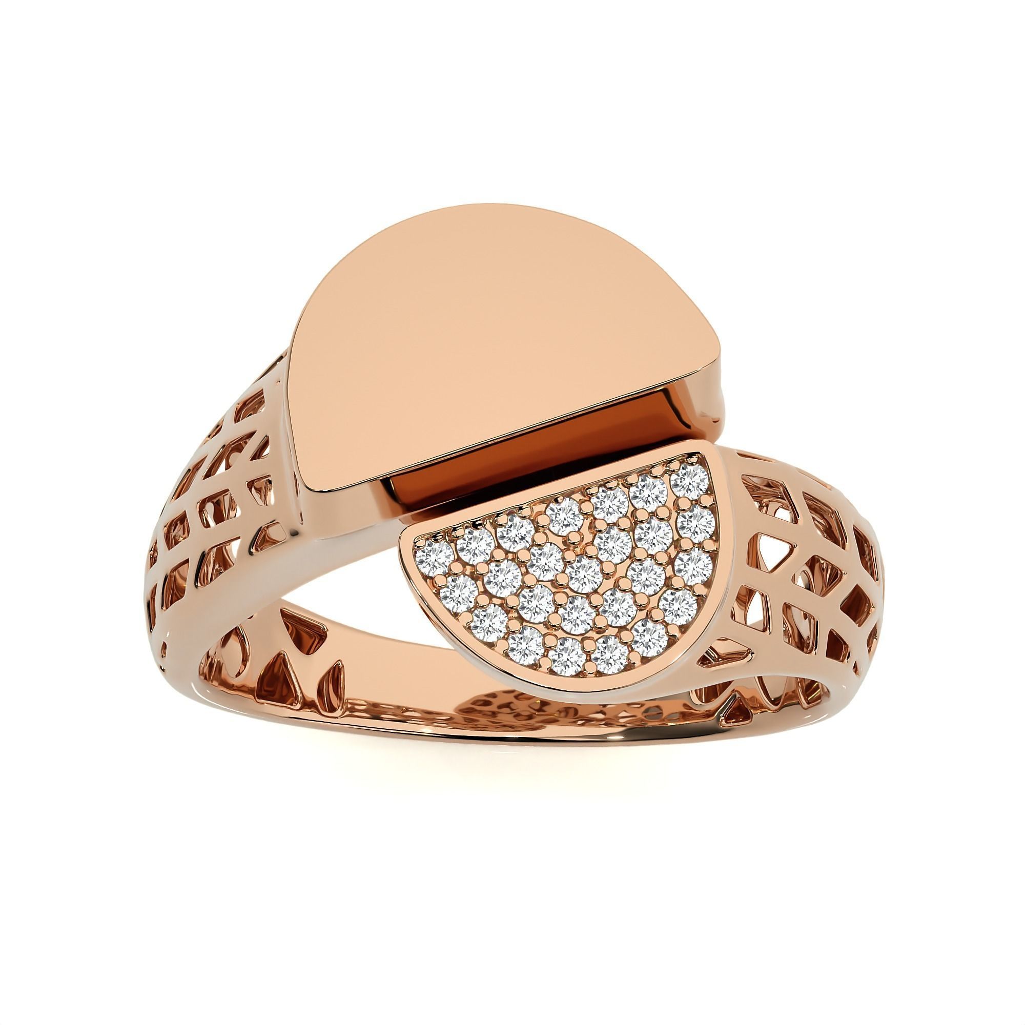 124 Dual Head Italian Diamond Cocktail Ring 3D print model_93