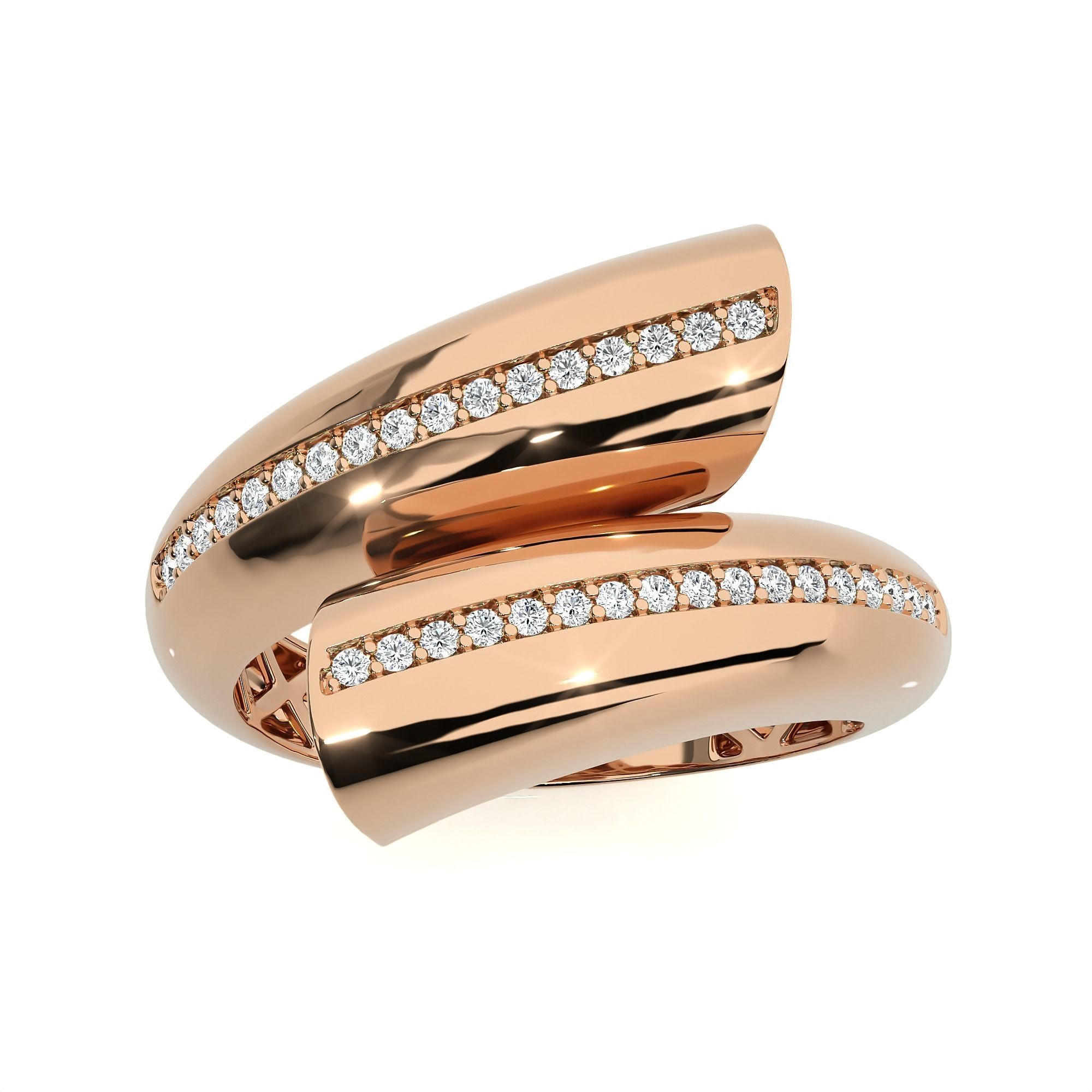 124 Dual Head Italian Diamond Cocktail Ring 3D print model_54