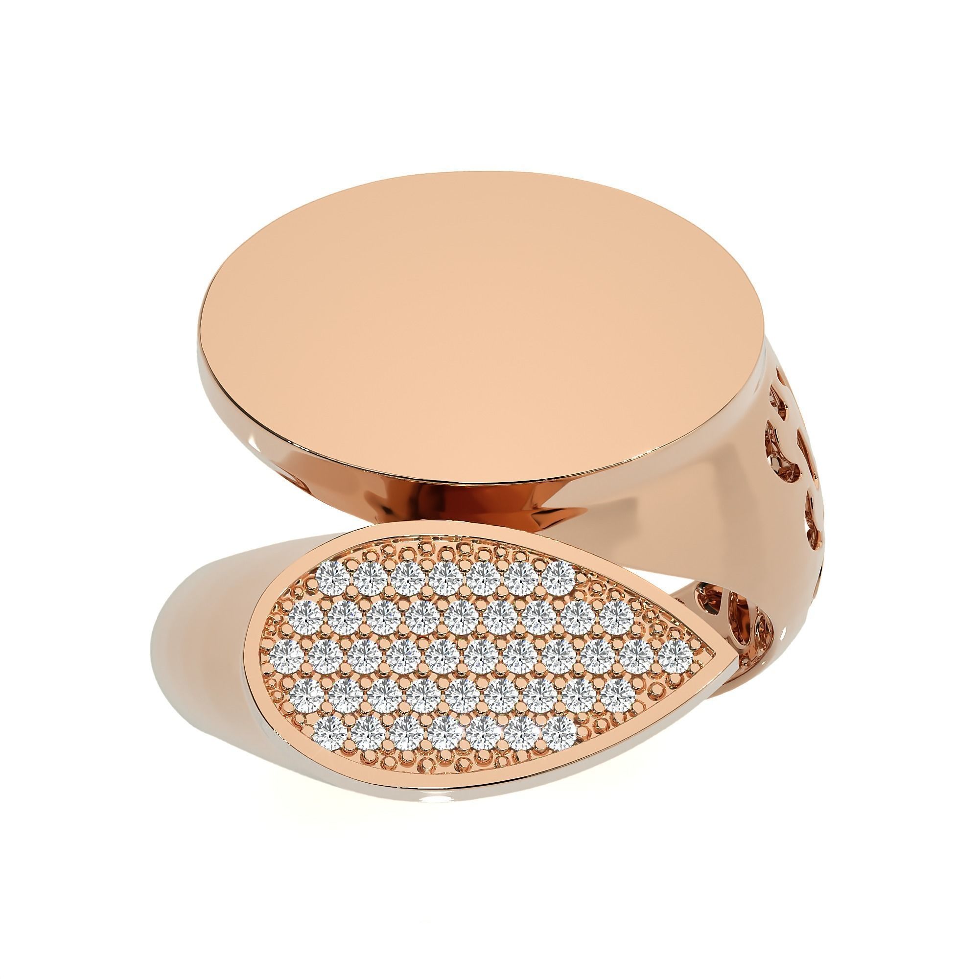 124 Dual Head Italian Diamond Cocktail Ring 3D print model_77