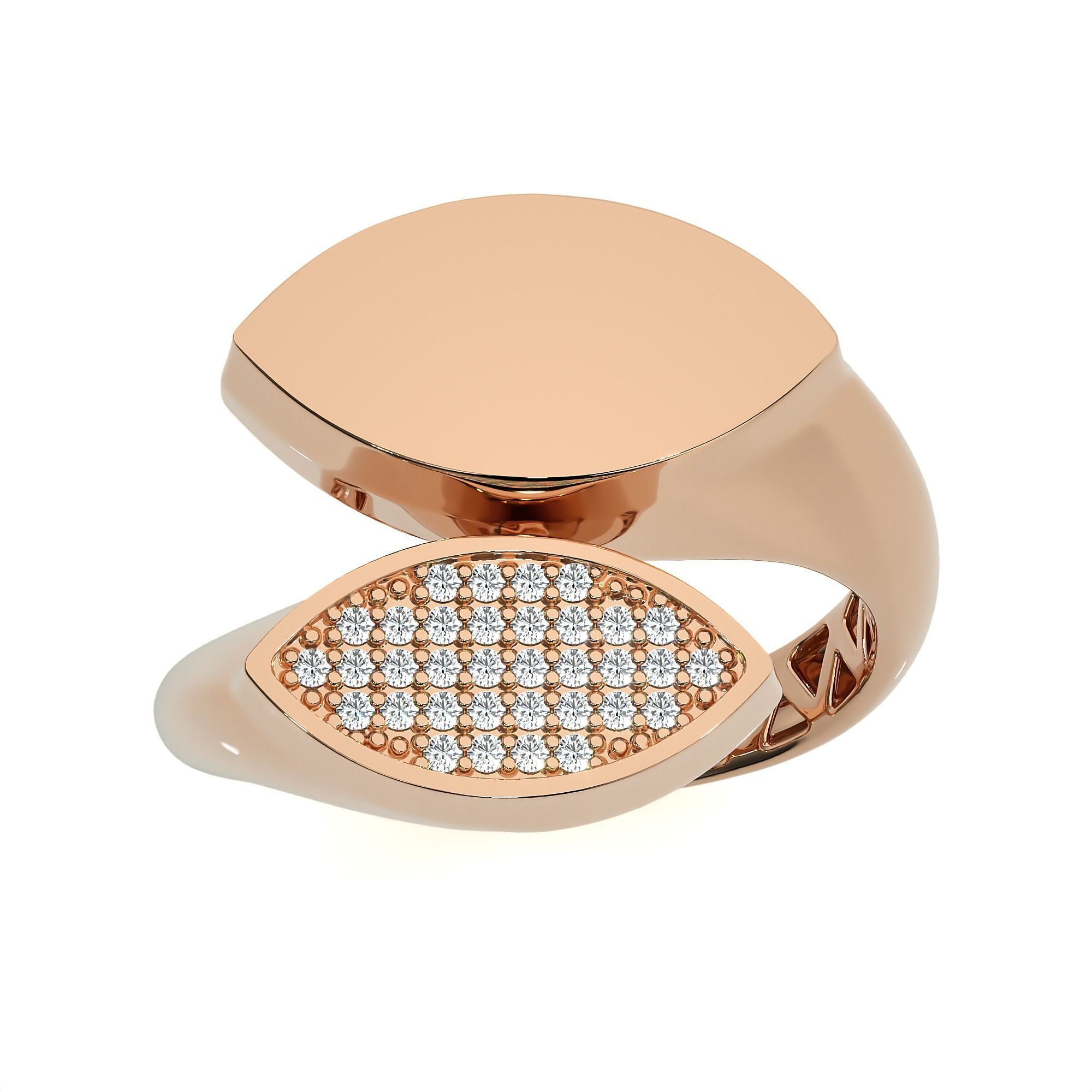 124 Dual Head Italian Diamond Cocktail Ring 3D print model_18