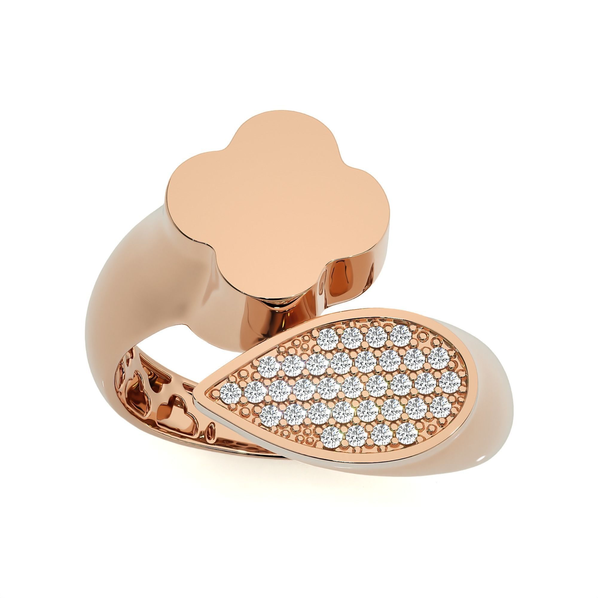 124 Dual Head Italian Diamond Cocktail Ring 3D print model_96