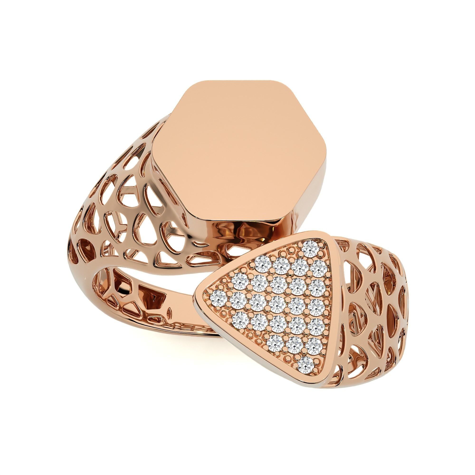 124 Dual Head Italian Diamond Cocktail Ring 3D print model_43