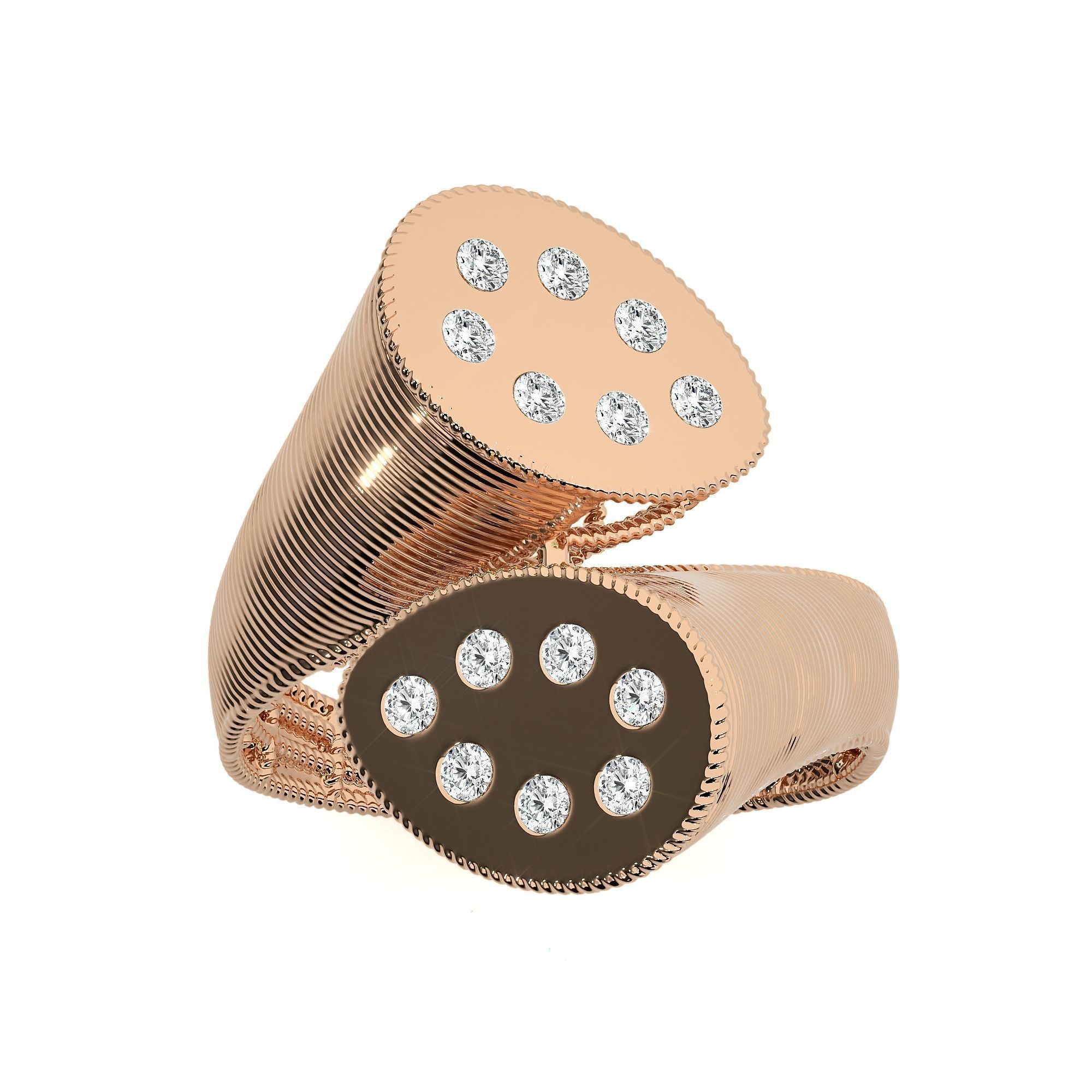 124 Dual Head Italian Diamond Cocktail Ring 3D print model_91