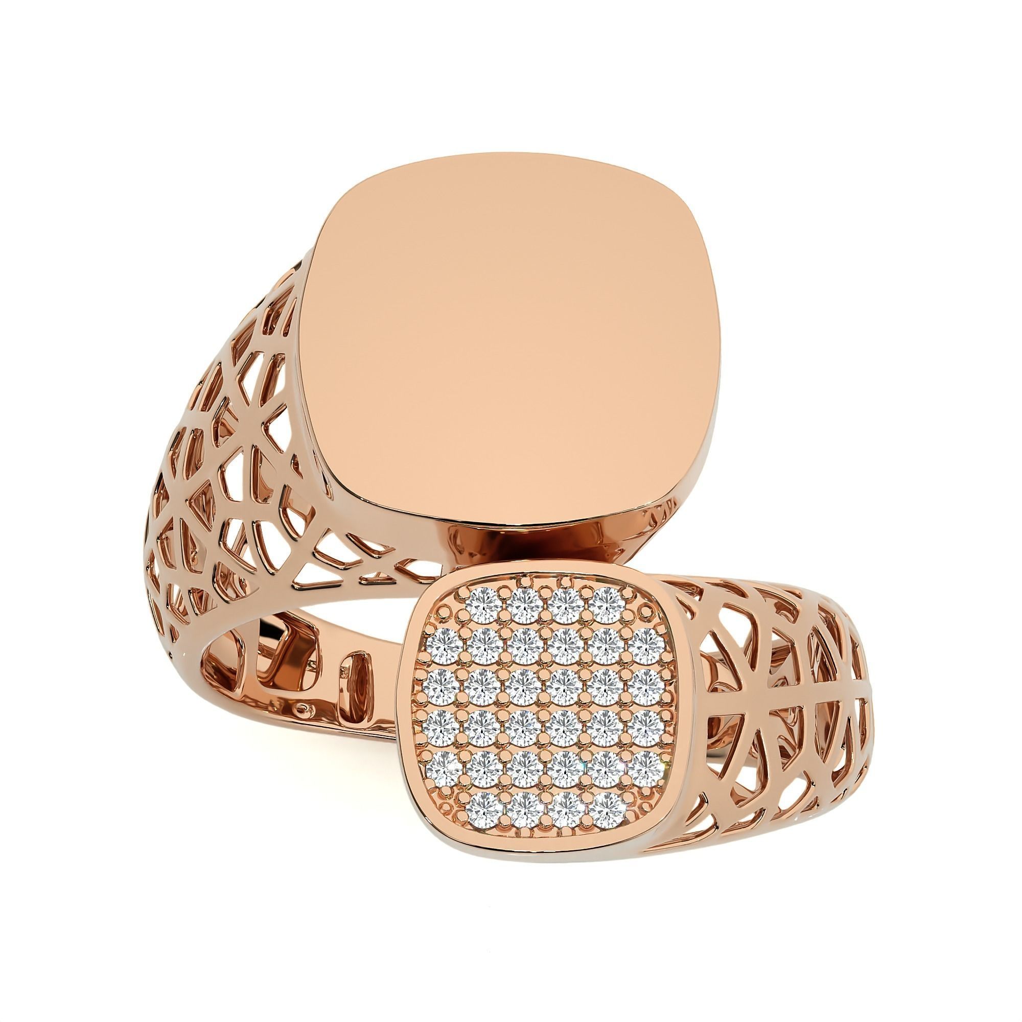 124 Dual Head Italian Diamond Cocktail Ring 3D print model_69