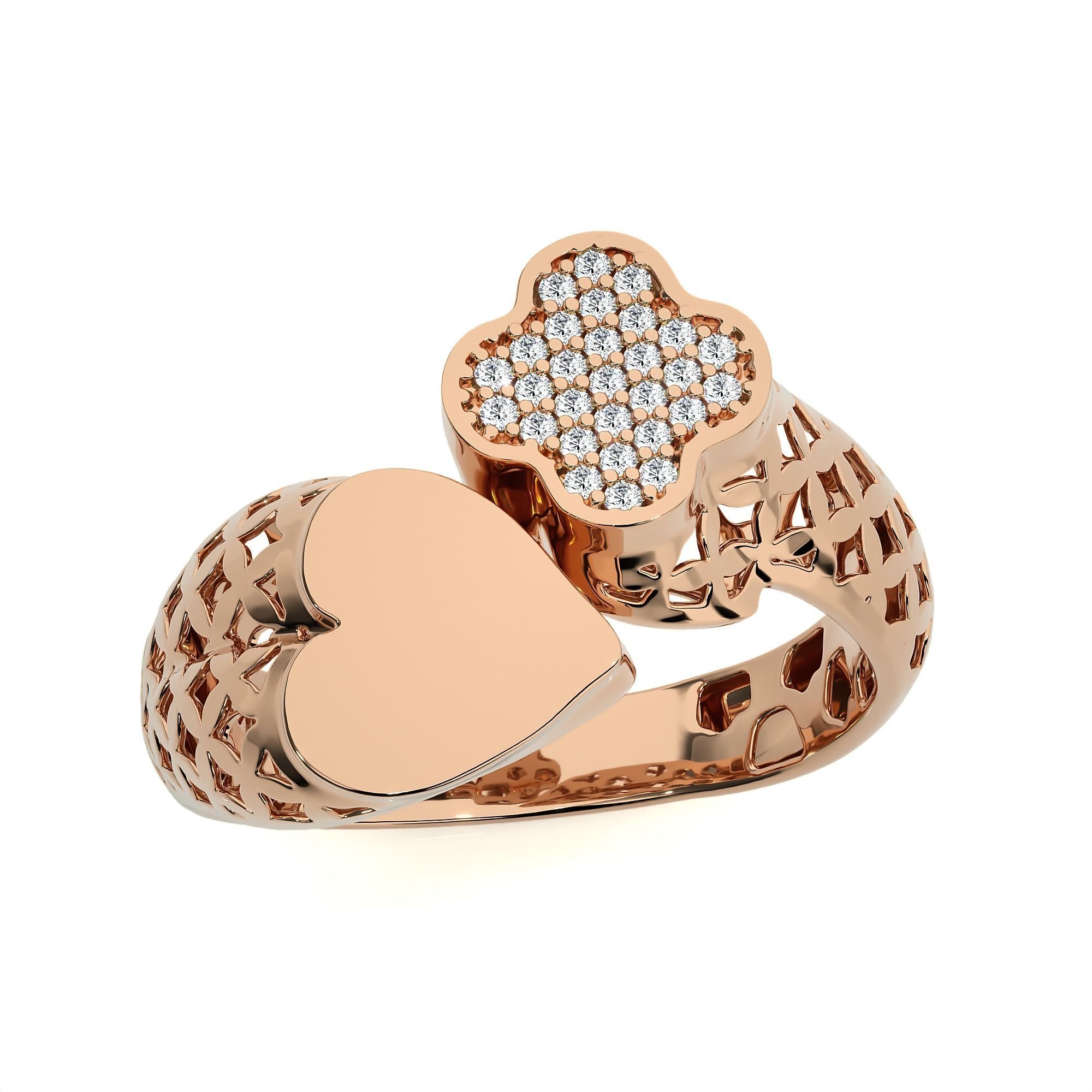 124 Dual Head Italian Diamond Cocktail Ring 3D print model_33