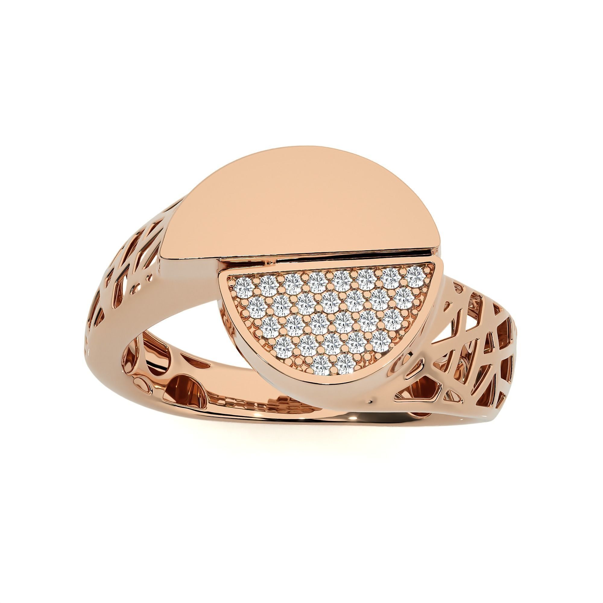 124 Dual Head Italian Diamond Cocktail Ring 3D print model_44