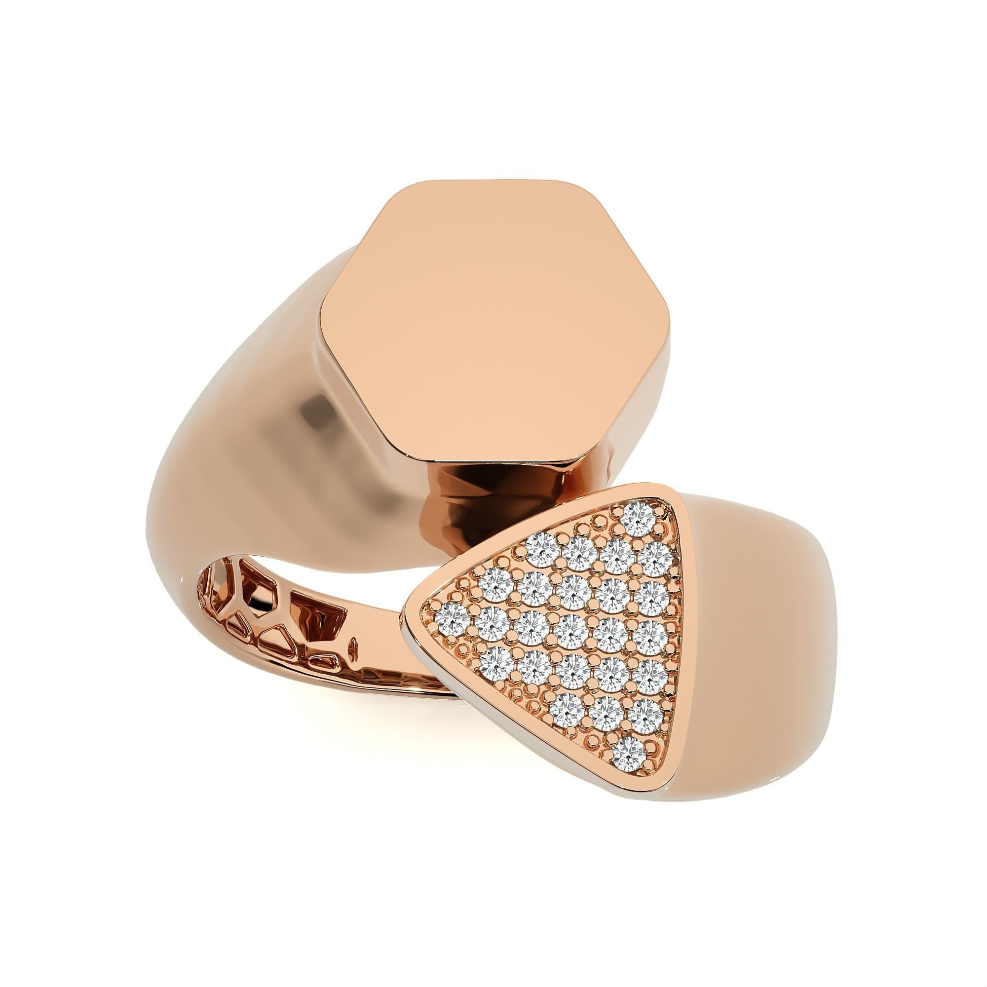 124 Dual Head Italian Diamond Cocktail Ring 3D print model_30