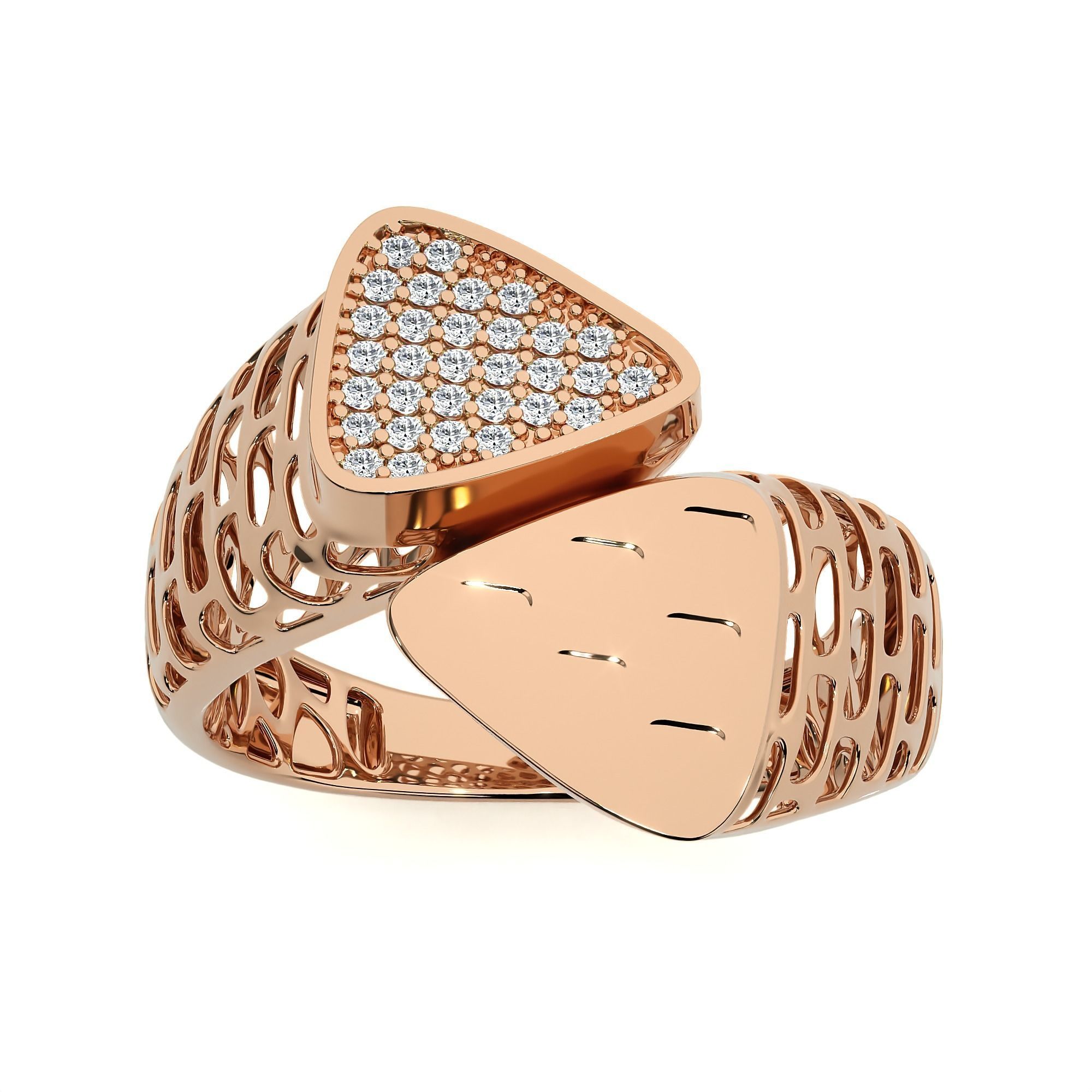 124 Dual Head Italian Diamond Cocktail Ring 3D print model_55