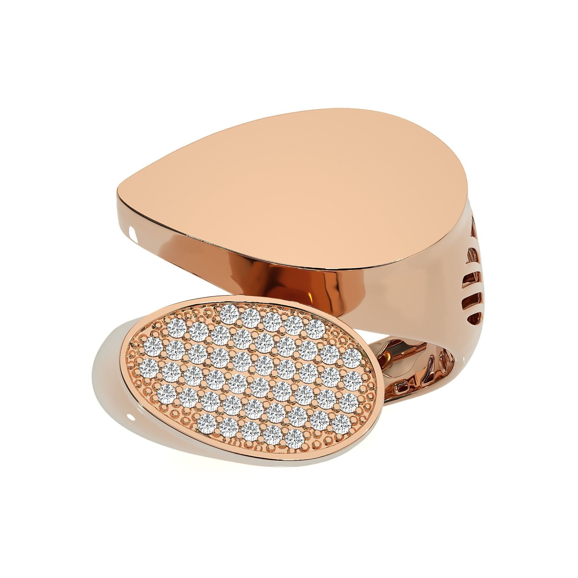 124 Dual Head Italian Diamond Cocktail Ring 3D print model_9