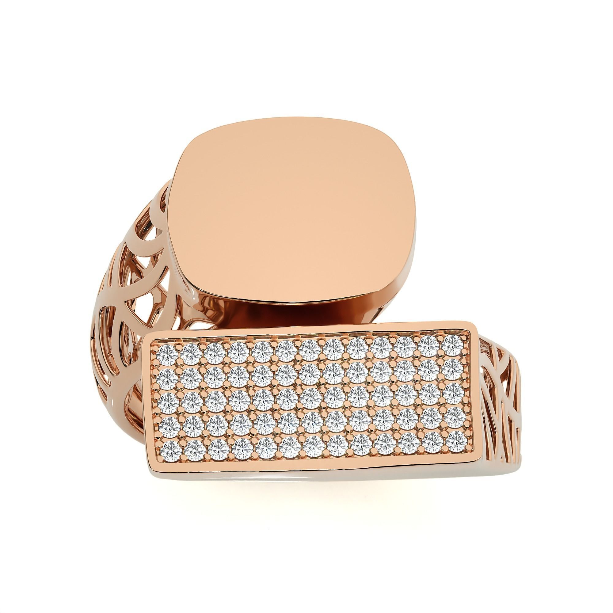 124 Dual Head Italian Diamond Cocktail Ring 3D print model_73