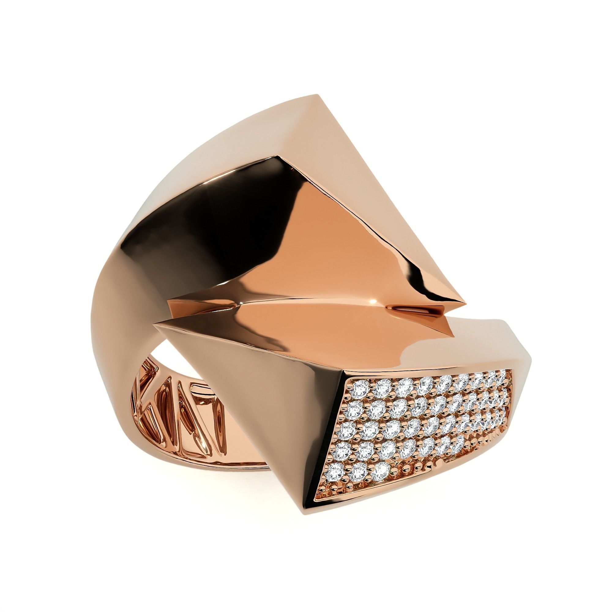 124 Dual Head Italian Diamond Cocktail Ring 3D print model_20