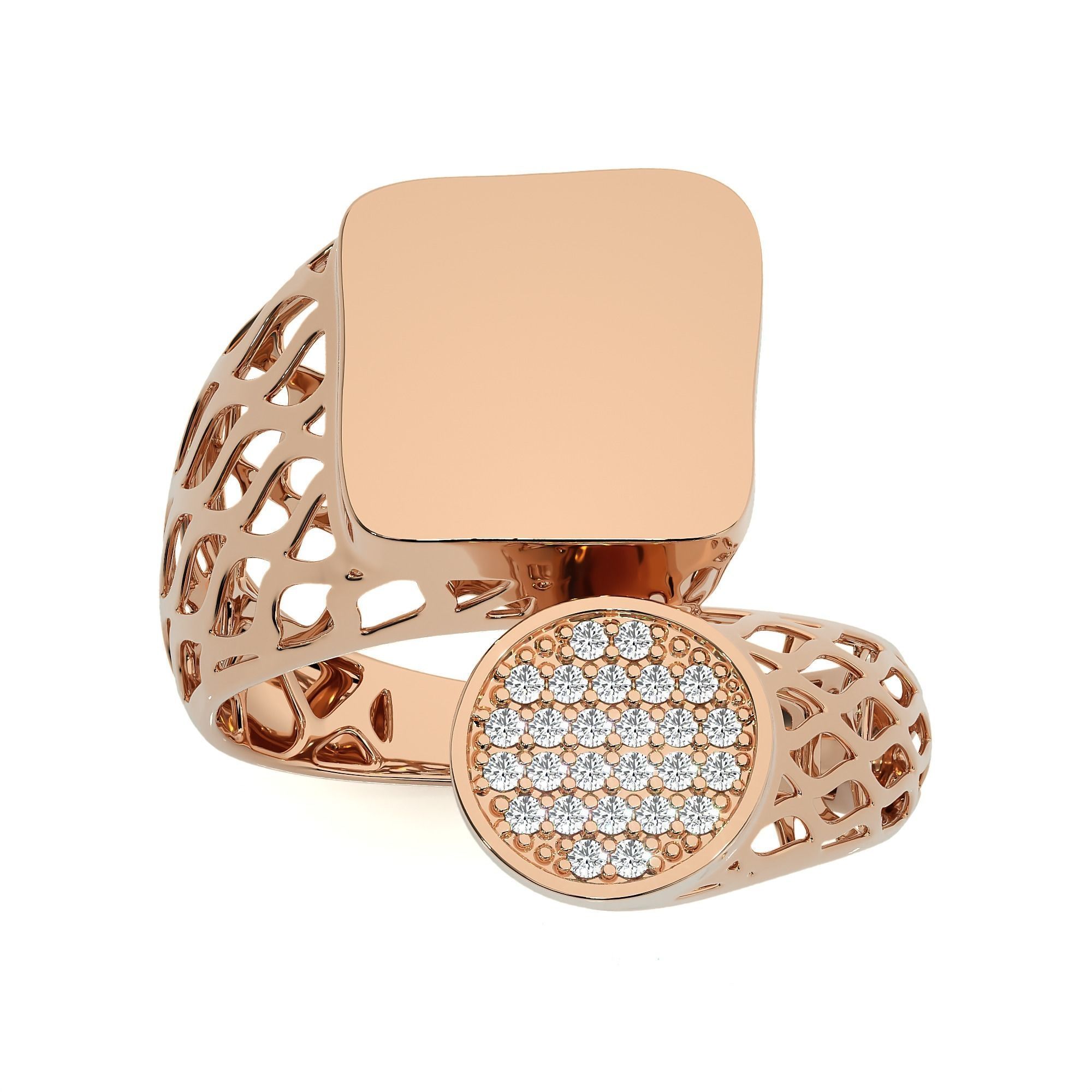 124 Dual Head Italian Diamond Cocktail Ring 3D print model_65