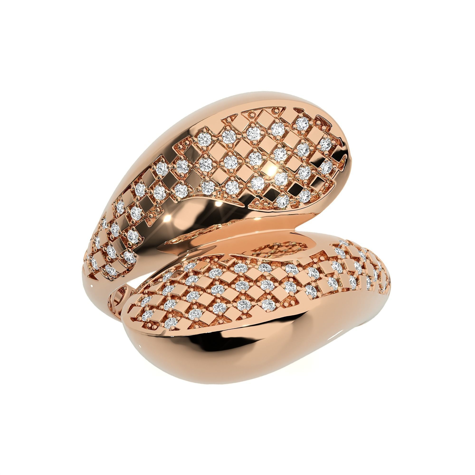 124 Dual Head Italian Diamond Cocktail Ring 3D print model_16