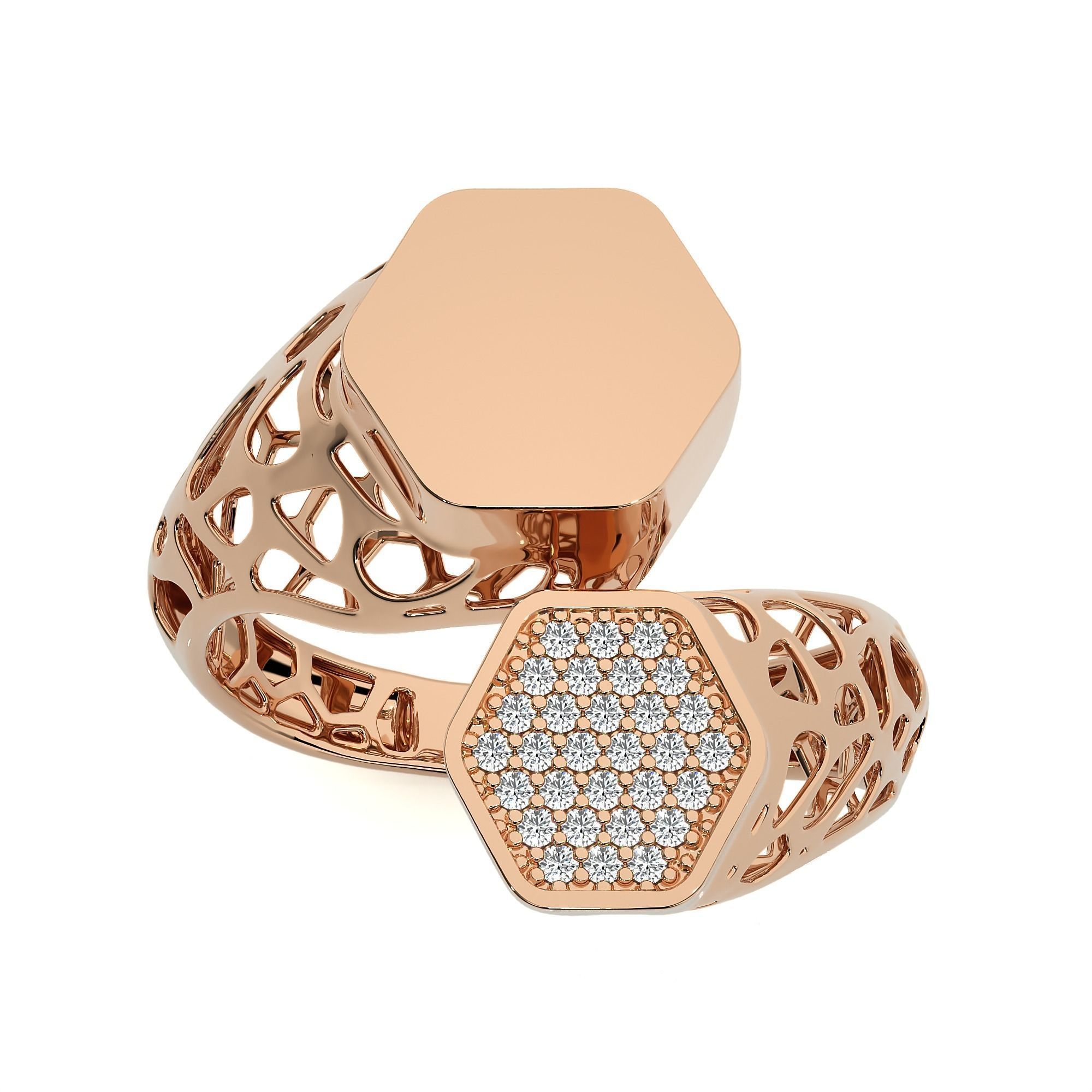 124 Dual Head Italian Diamond Cocktail Ring 3D print model_61