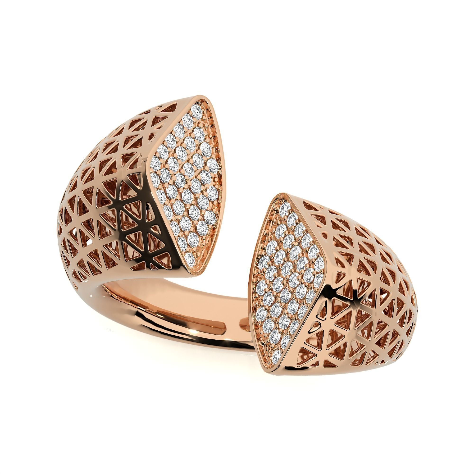 124 Dual Head Italian Diamond Cocktail Ring 3D print model_82