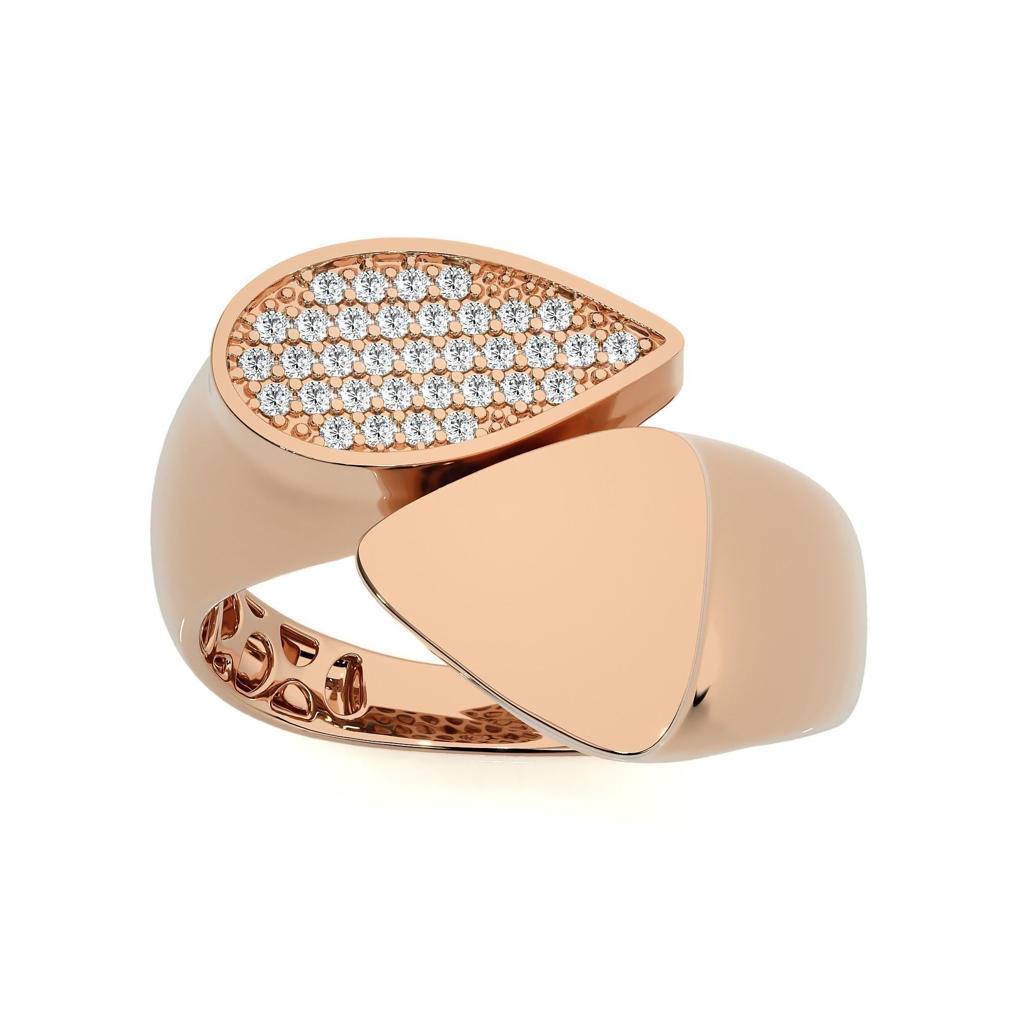 124 Dual Head Italian Diamond Cocktail Ring 3D print model_46