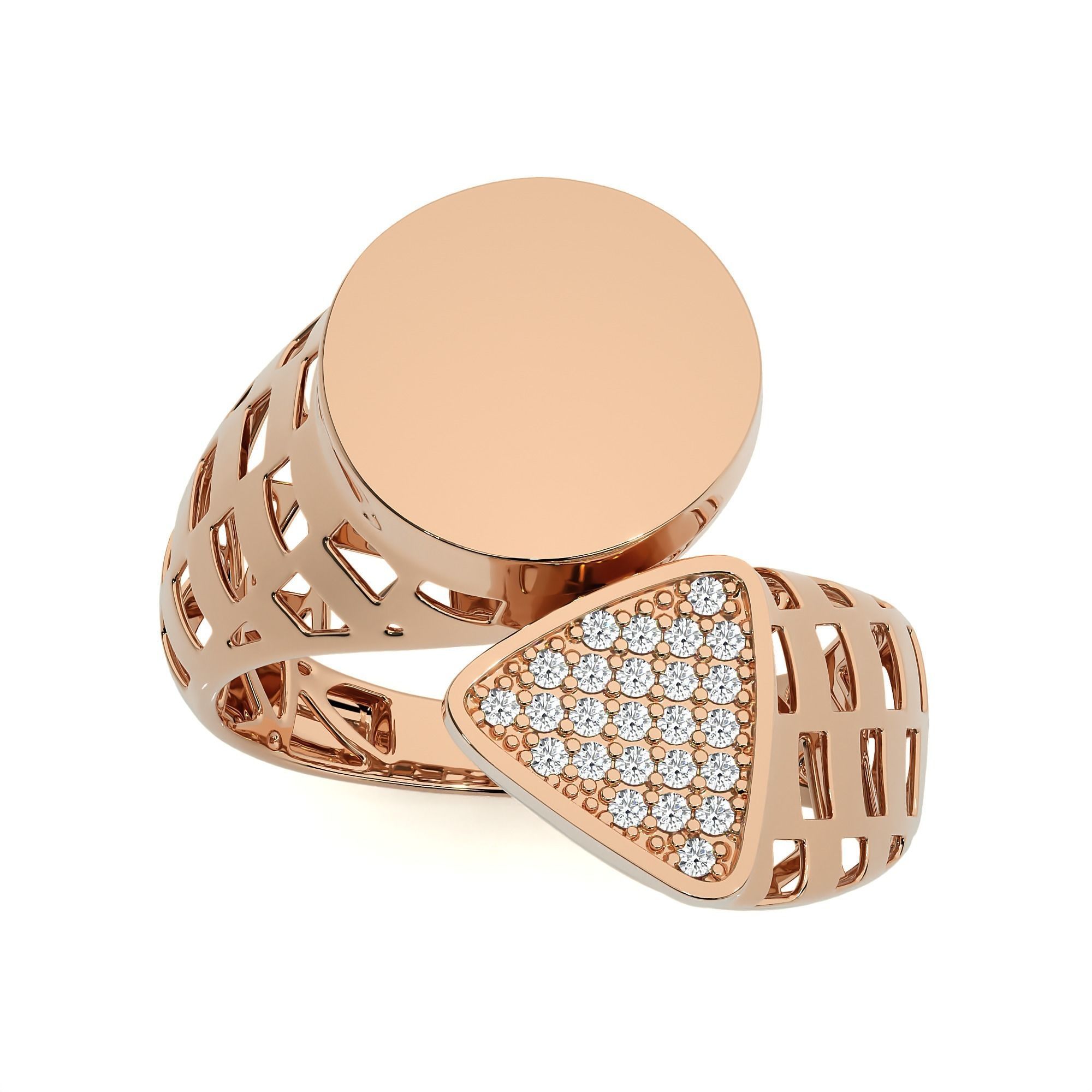 124 Dual Head Italian Diamond Cocktail Ring 3D print model_35