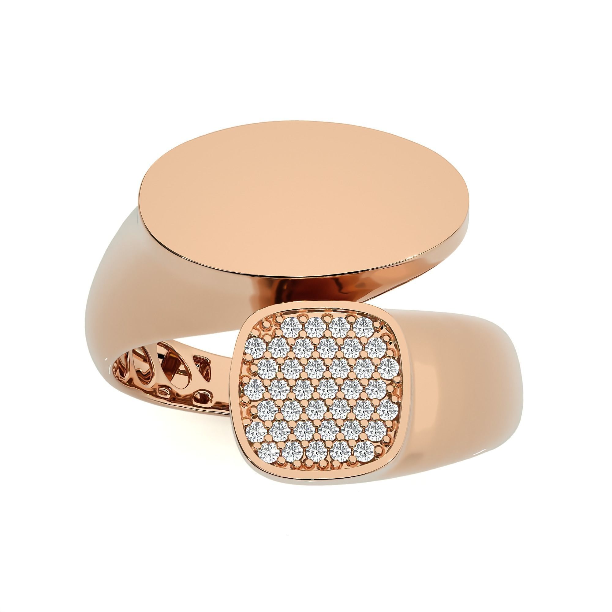 124 Dual Head Italian Diamond Cocktail Ring 3D print model_90