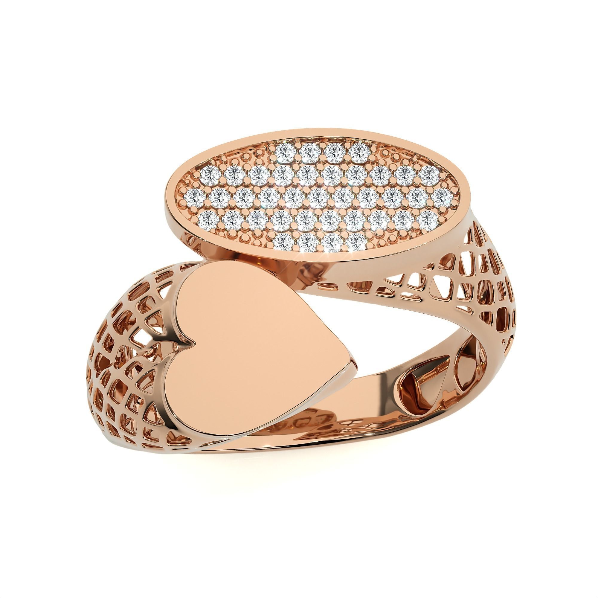 124 Dual Head Italian Diamond Cocktail Ring 3D print model_62