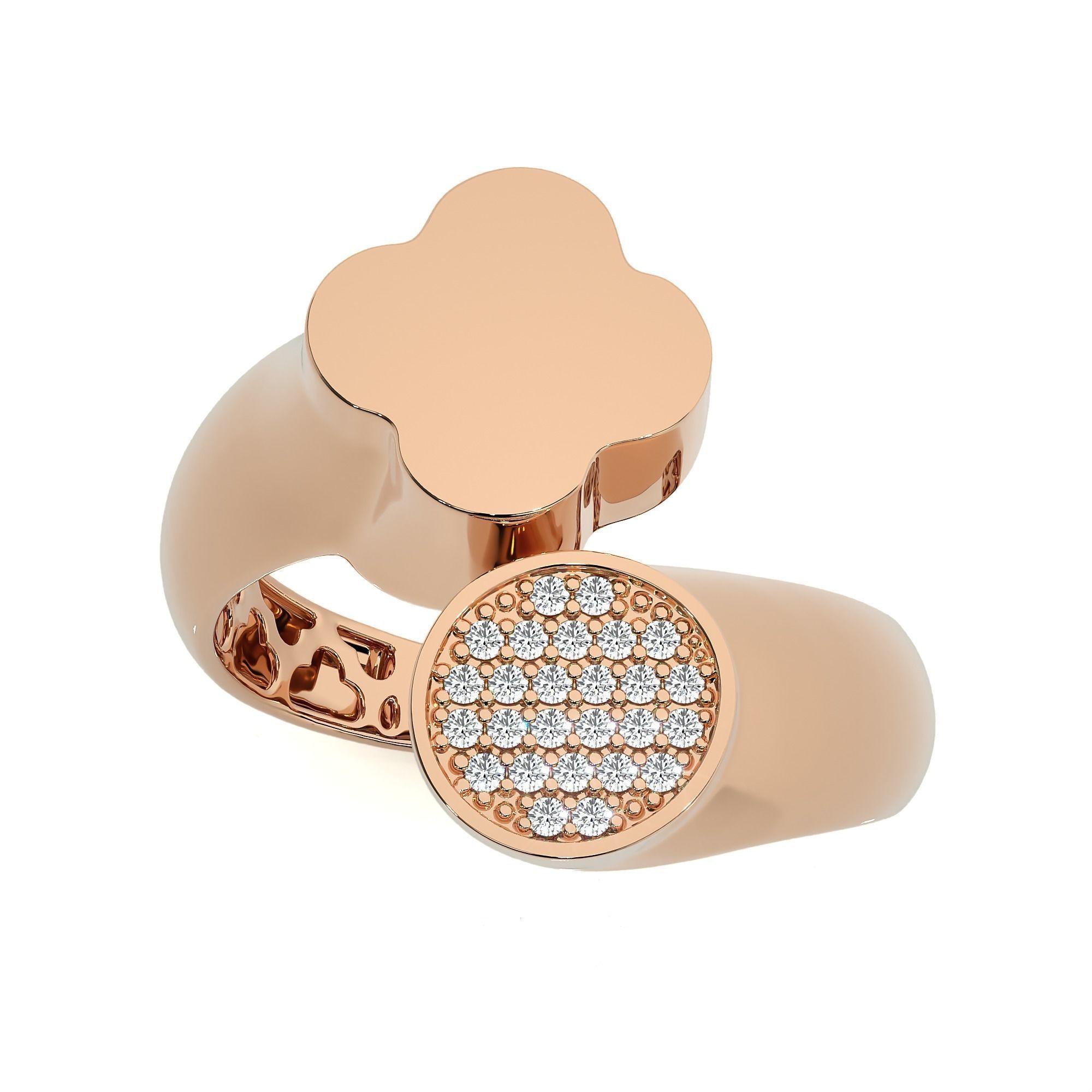 124 Dual Head Italian Diamond Cocktail Ring 3D print model_34