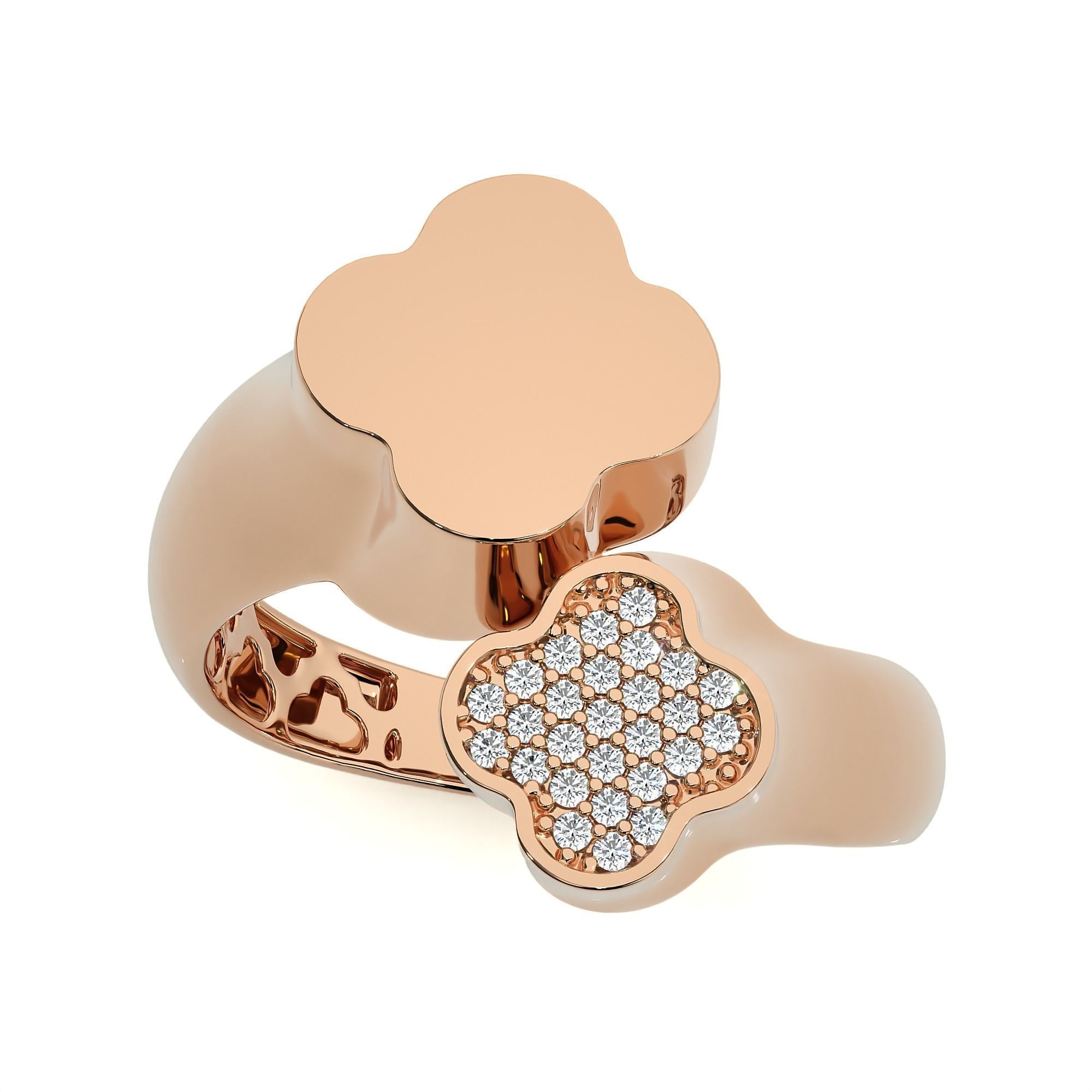 124 Dual Head Italian Diamond Cocktail Ring 3D print model_59