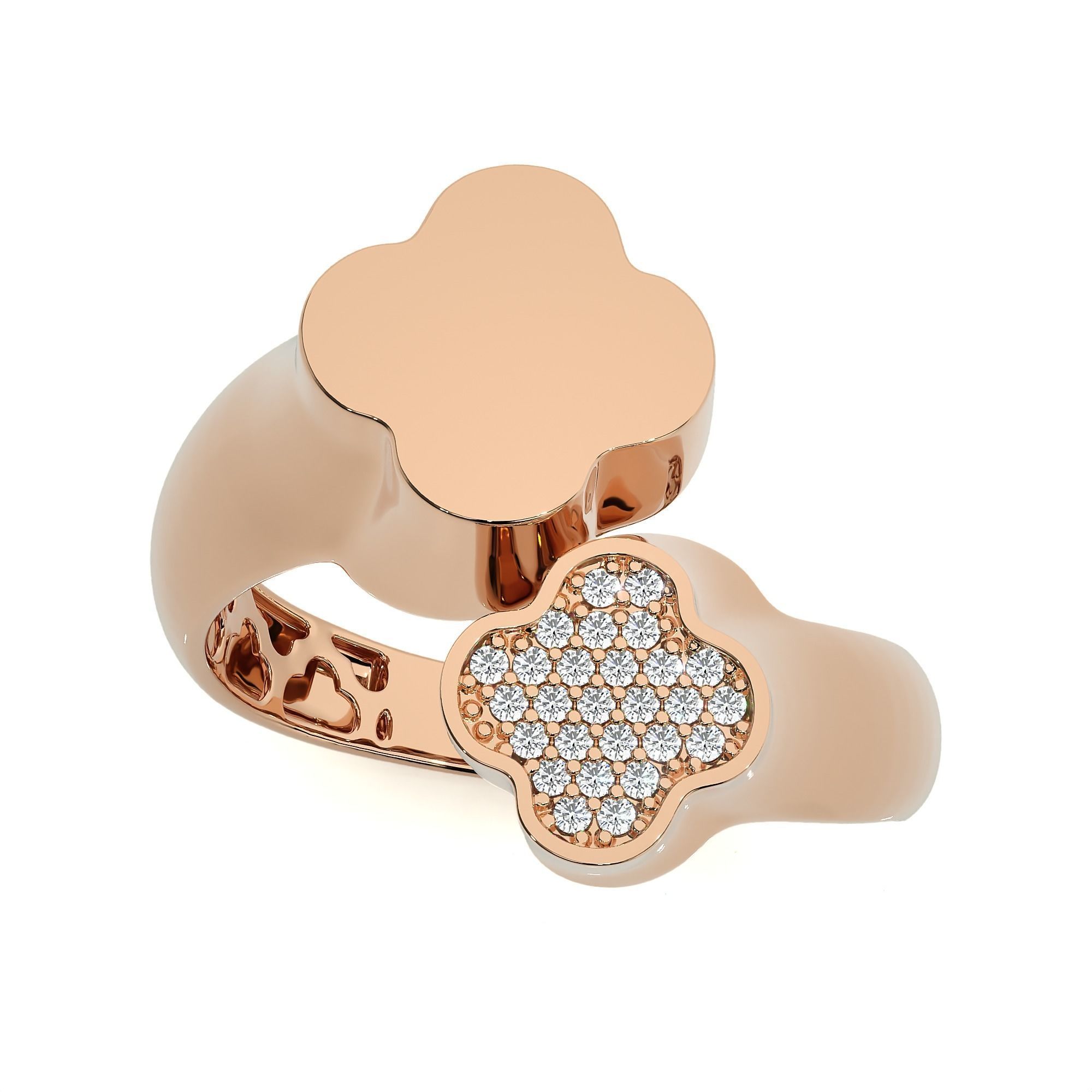 124 Dual Head Italian Diamond Cocktail Ring 3D print model_1