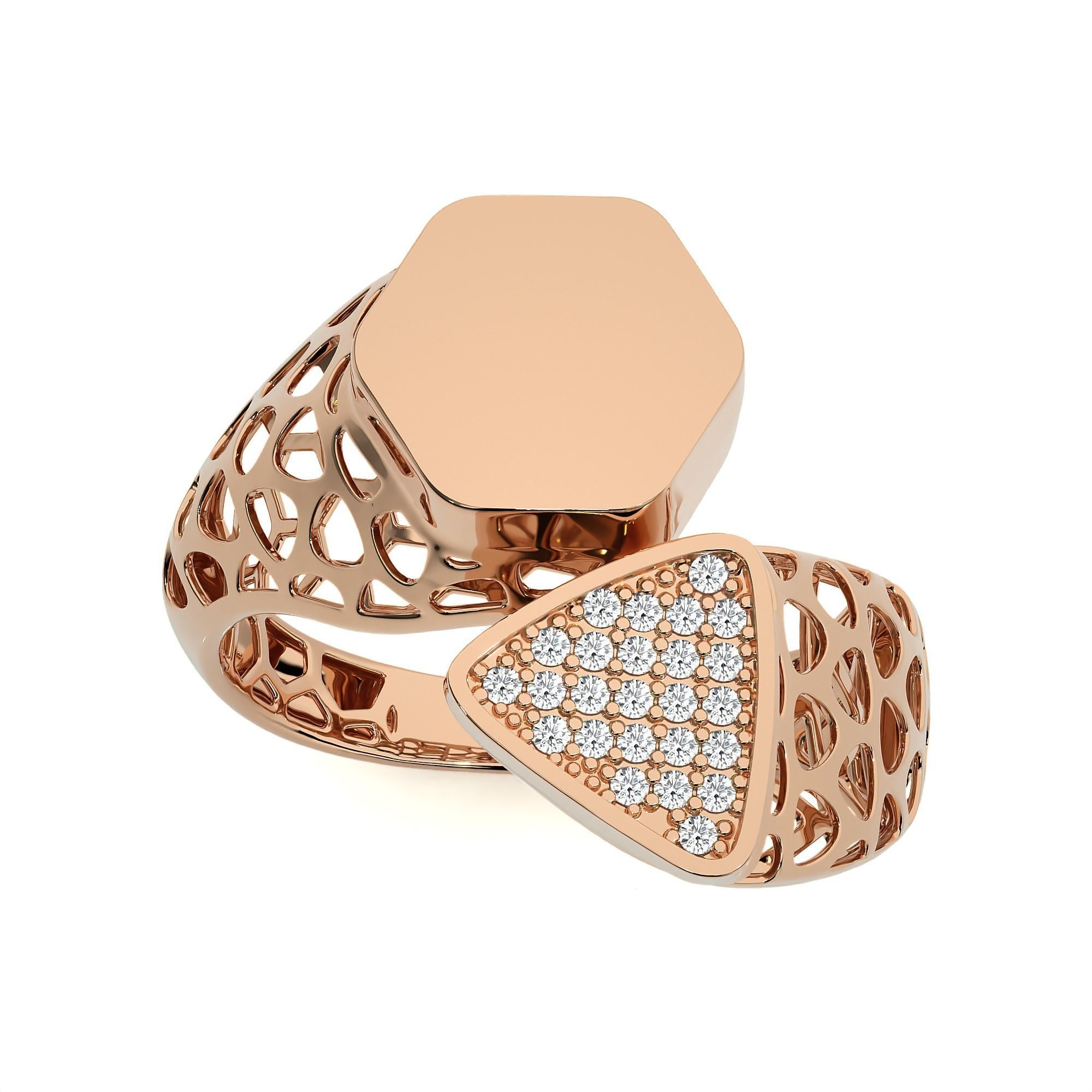 124 Dual Head Italian Diamond Cocktail Ring 3D print model_57