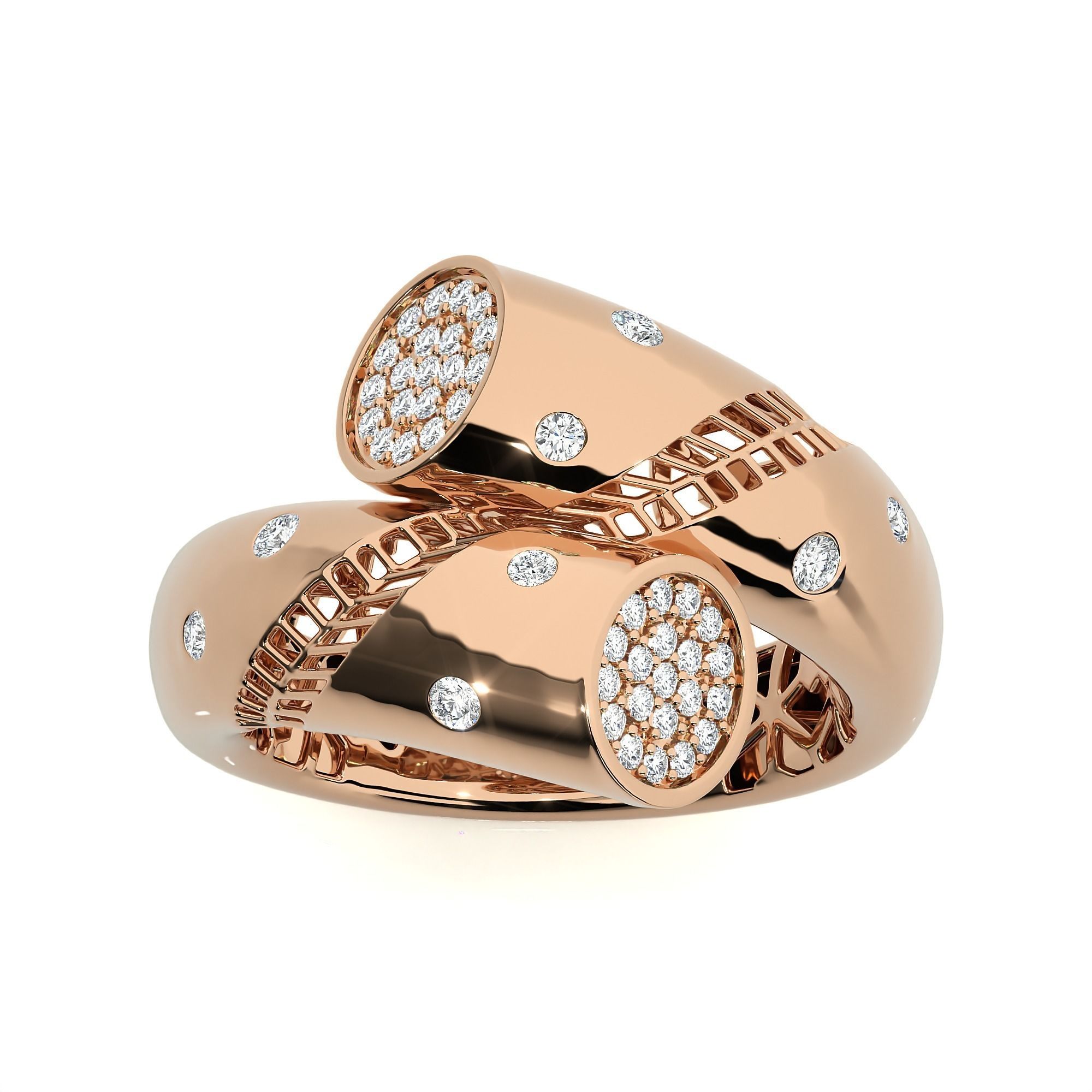 124 Dual Head Italian Diamond Cocktail Ring 3D print model_81